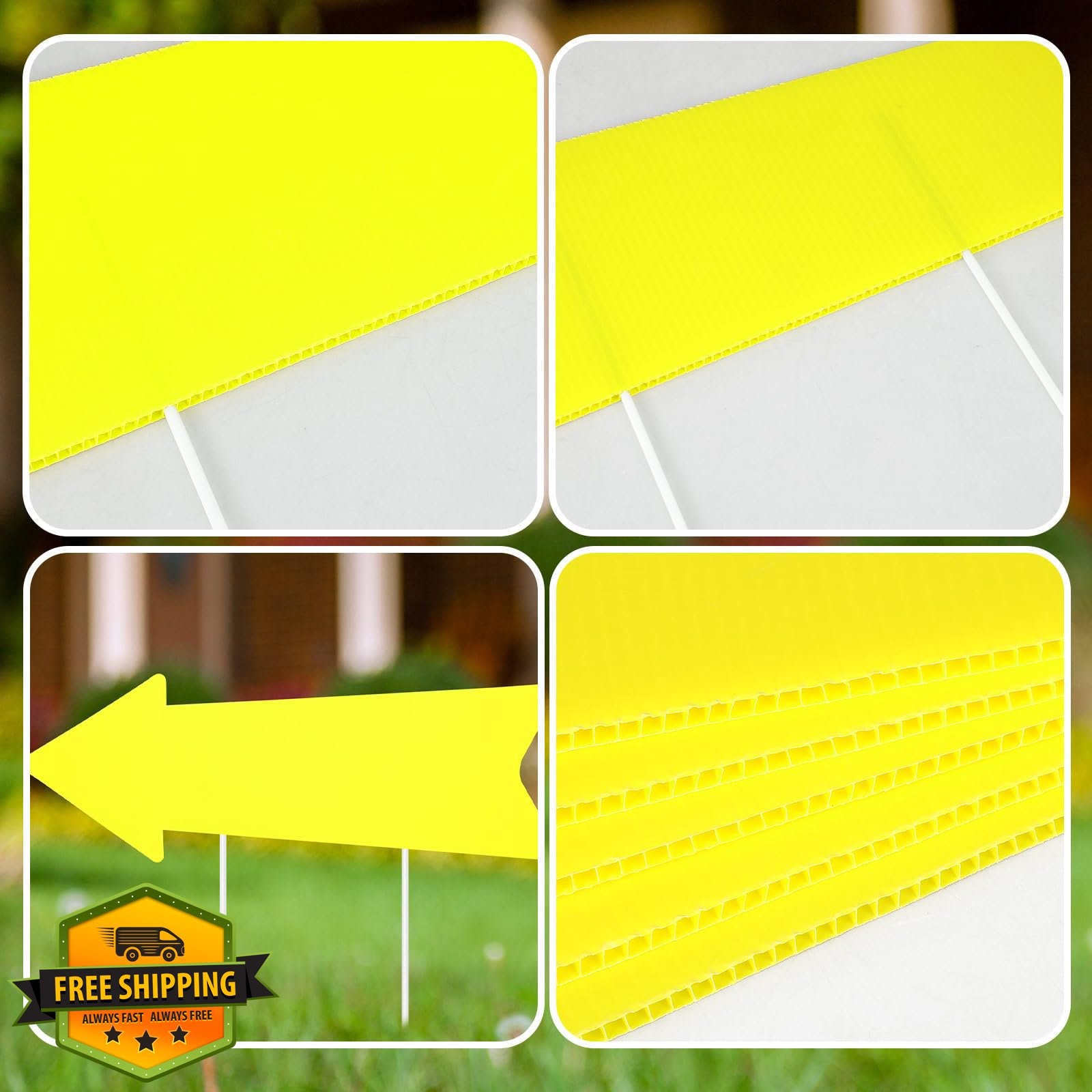 Barydat 12 Pcs Yellow Arrow Yard Signs 17 x 6&Prime;