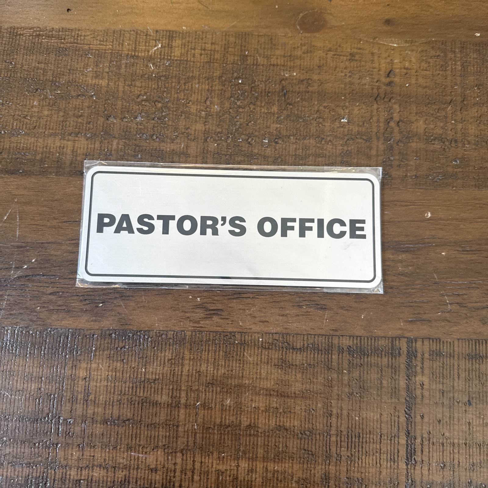 Standard Pastor&rsquo;s Office Sign Brushed Silver – Medium 2-3/4&Prime; X 7&Prime;