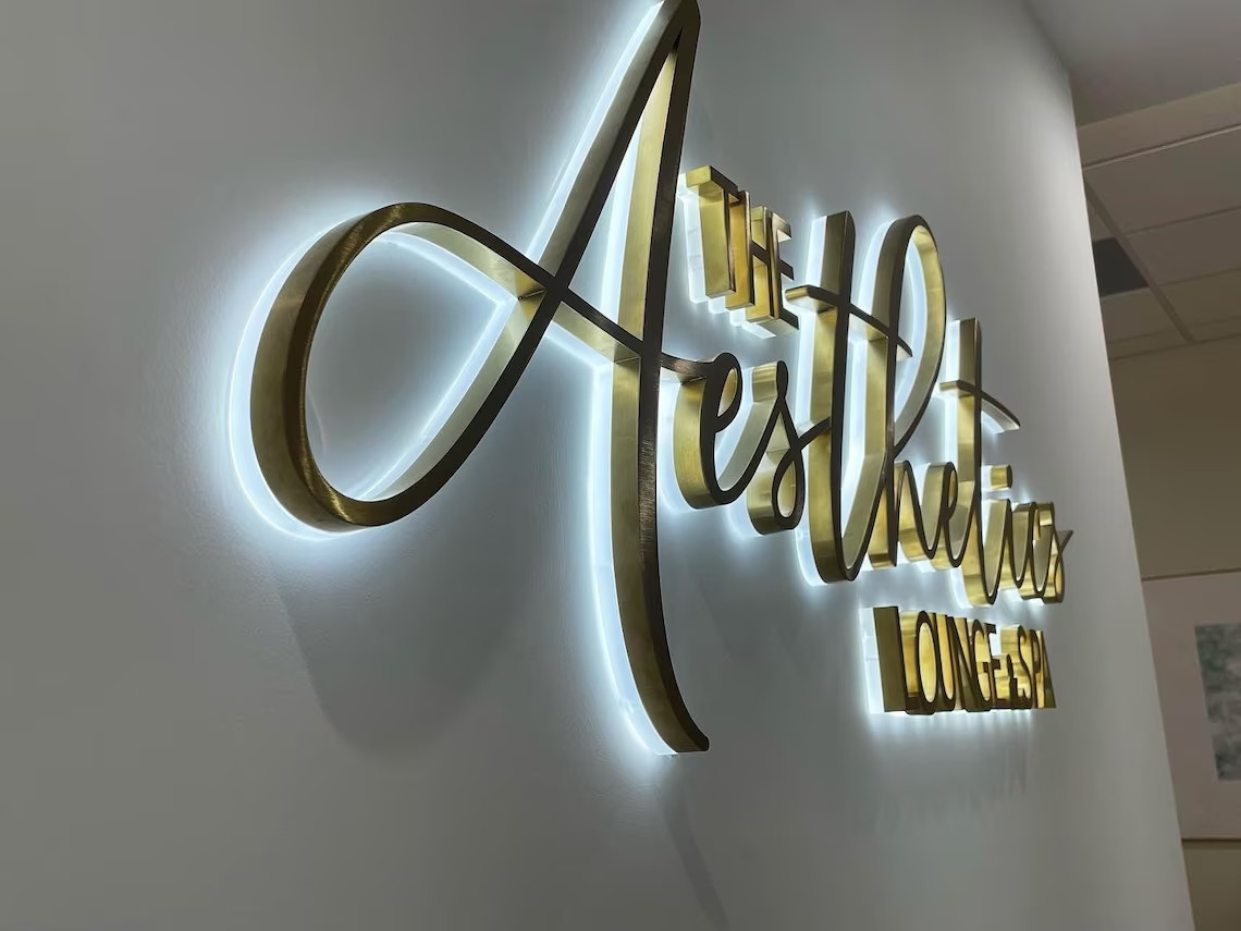 Metal 3D Back lit LED Storefront Business Logo Back light Custom 3D Letter Signs