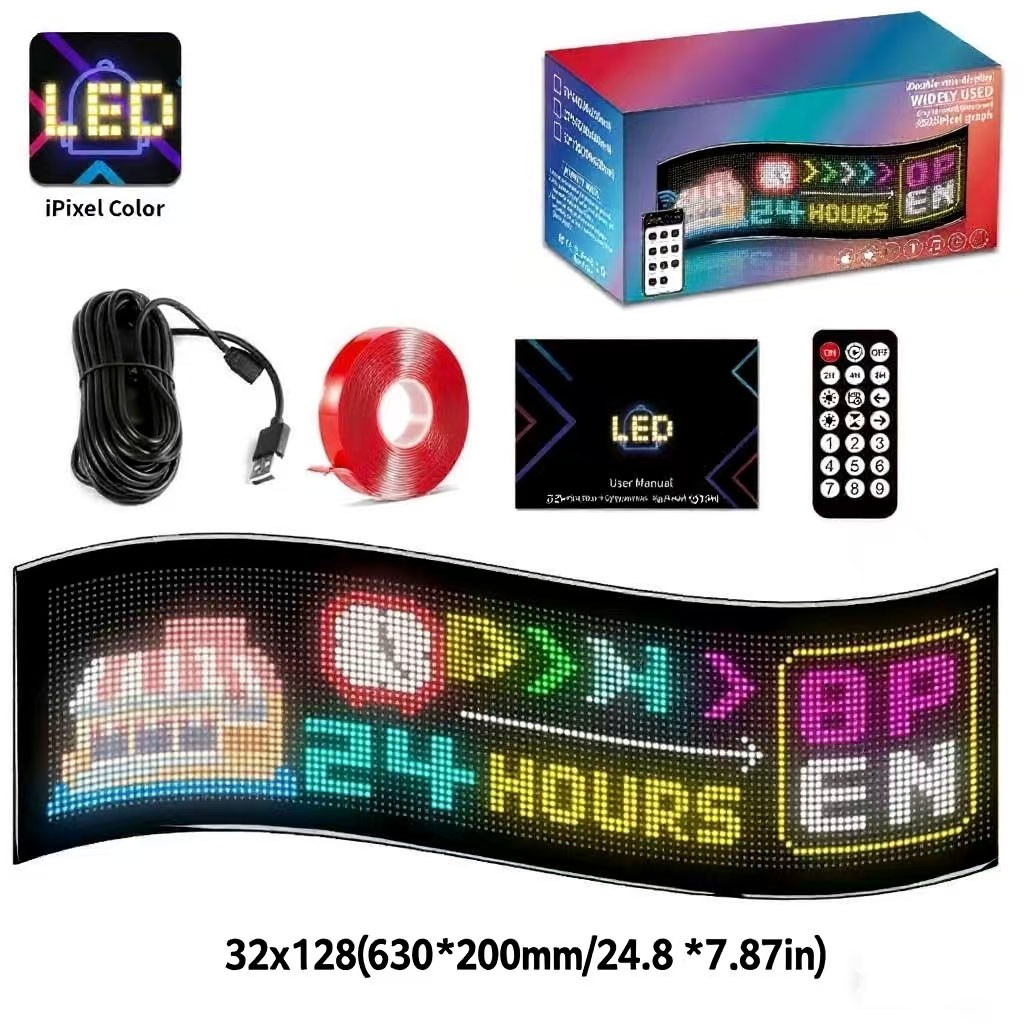Car Windshield LED Sign 32*128Pixel App Control Programmable Flexible Led Screen