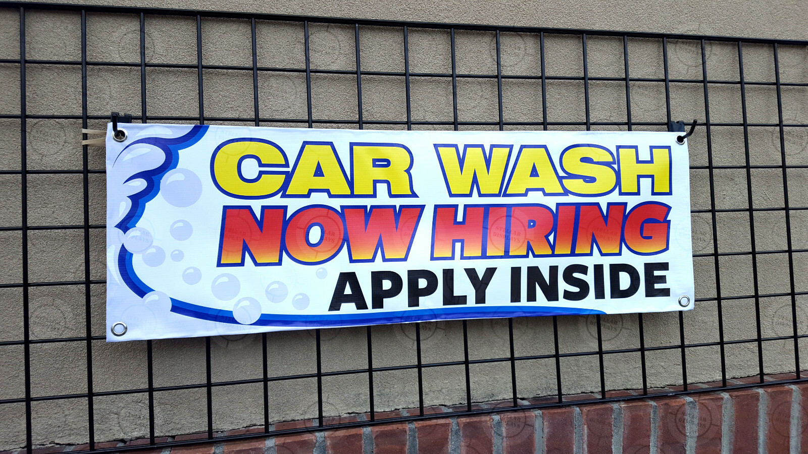 CAR WASH Now Hiring Banner Vinyl Display Various Bright Color Sign Poster Lona