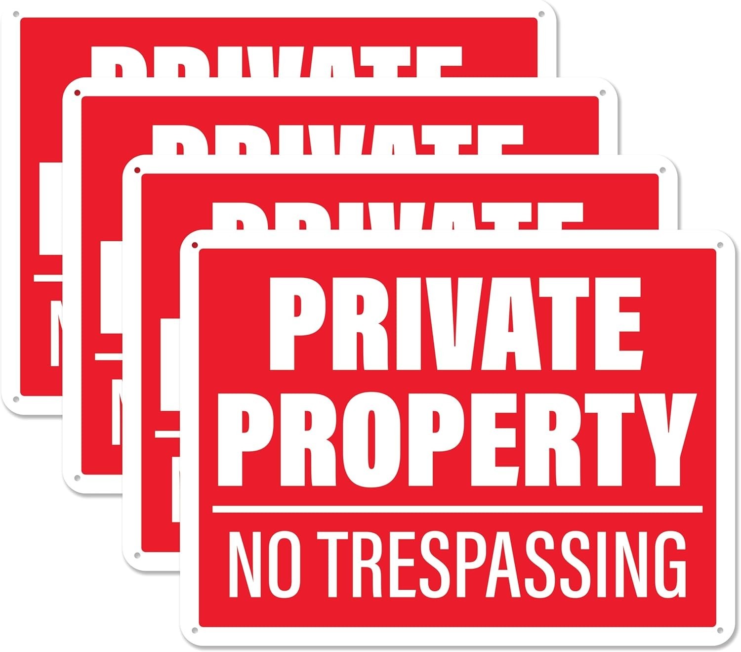Private Property No Trespassing Sign 4 Pack Plastic Sign for Home, Office, Co…