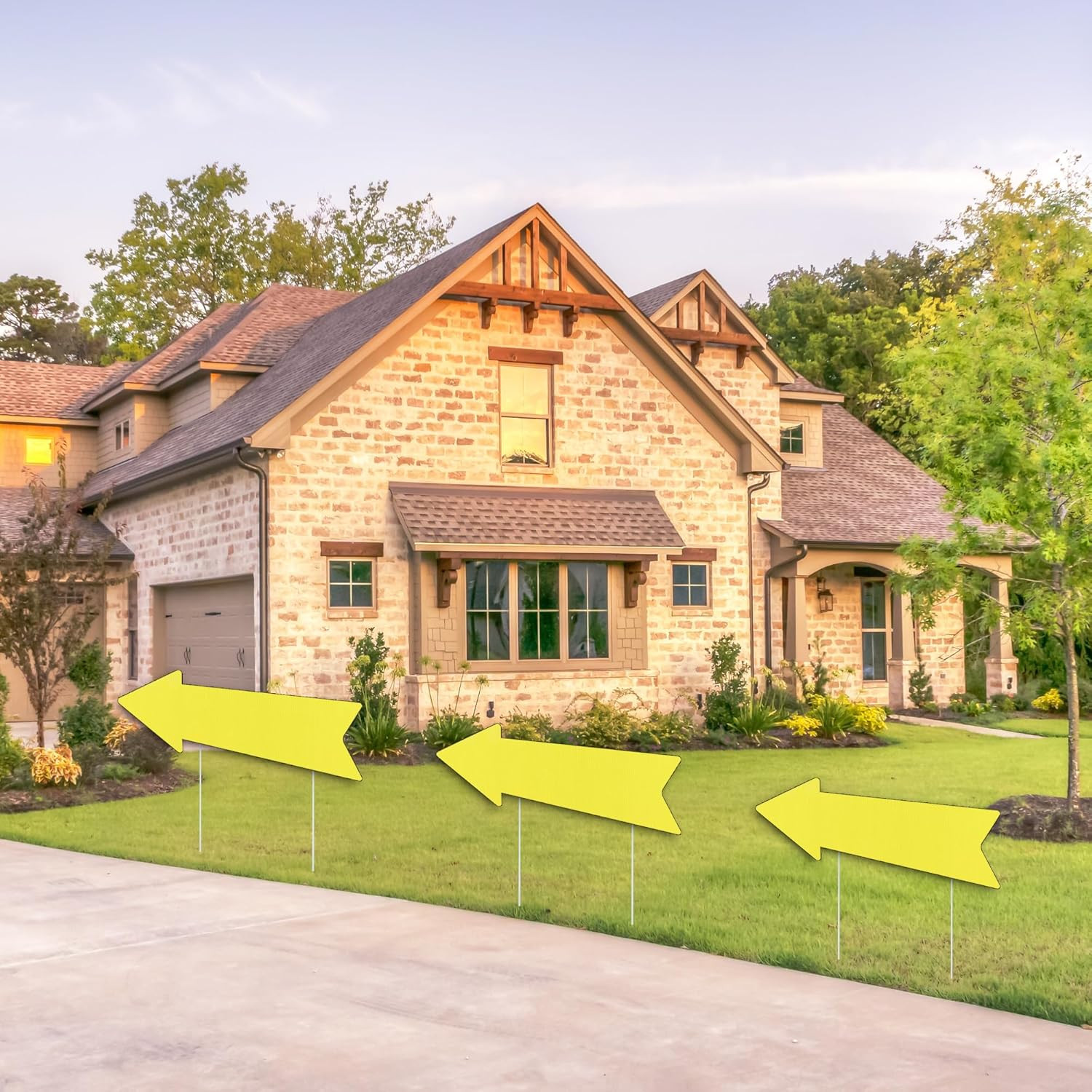 Yellow Arrow Signs with Stakes 16 X 5 Inches,This Way Directional Arrow Yard Sig
