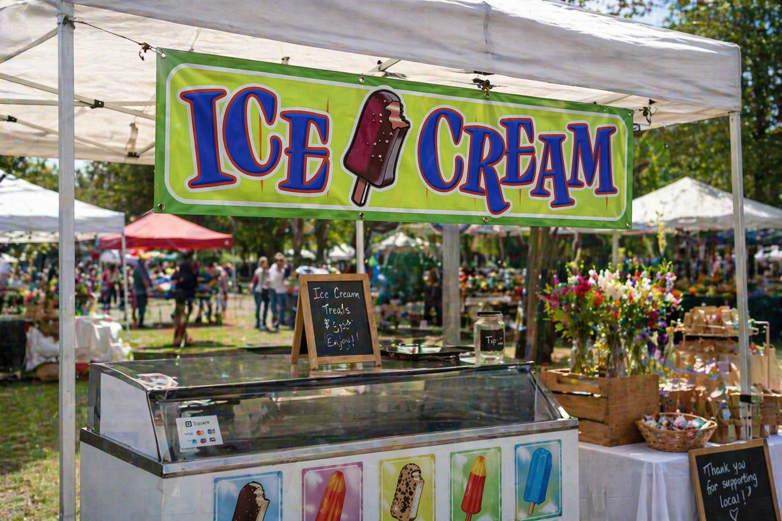 Ice Cream Vinyl Banner Sign – Concession – Craft Fair – 15oz Heavy Duty