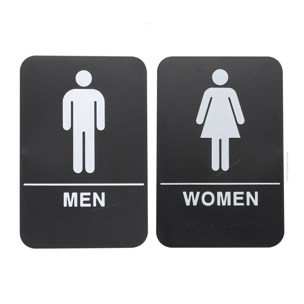 Men & Woman&rsquo;s Braille ADA Restroom Signs – Choose: Black or Blue