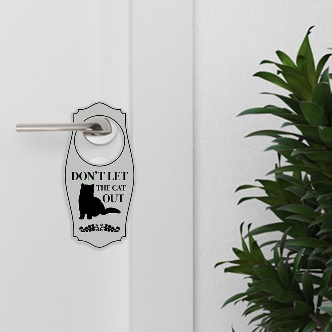 2 Pack Don&rsquo;t Let The Cat Out Door Hanger Brushed Silver, 4&Prime; x 8&Prime;