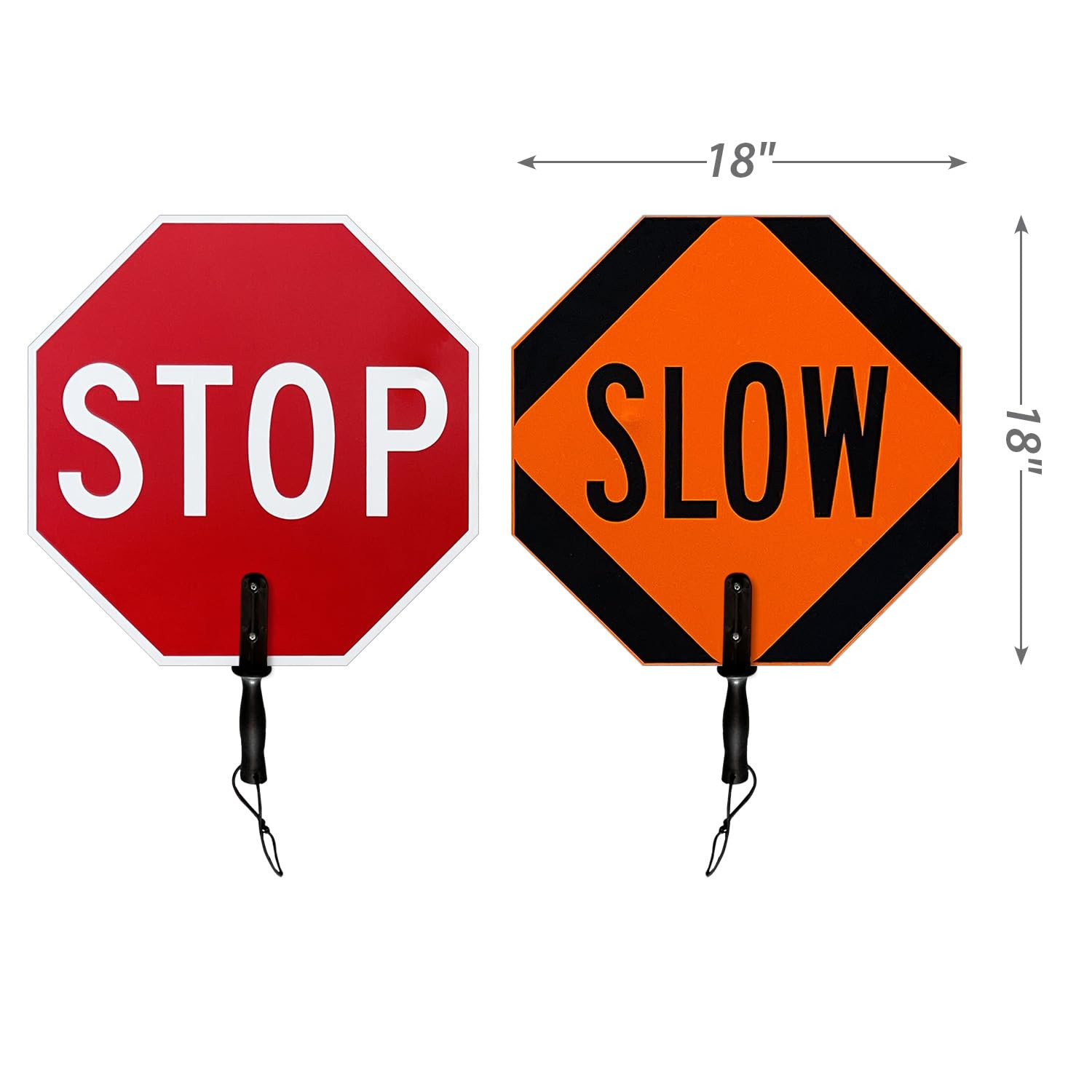 18 X 18 Inch Handheld “STOP – SLOW” Paddle Sign with Handle (1-Pack), Double-Sid