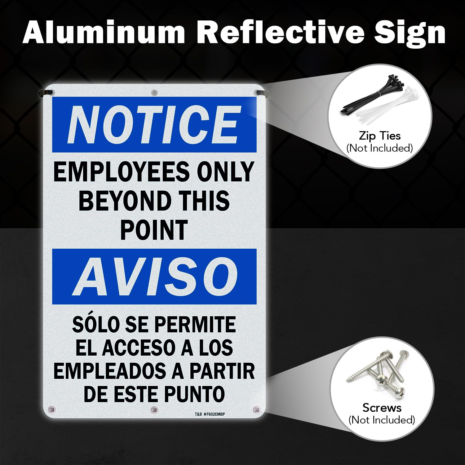 Employees Only Beyond This Point Signs – Bilingual – 2 Pack – 12 x 8 Inches R…