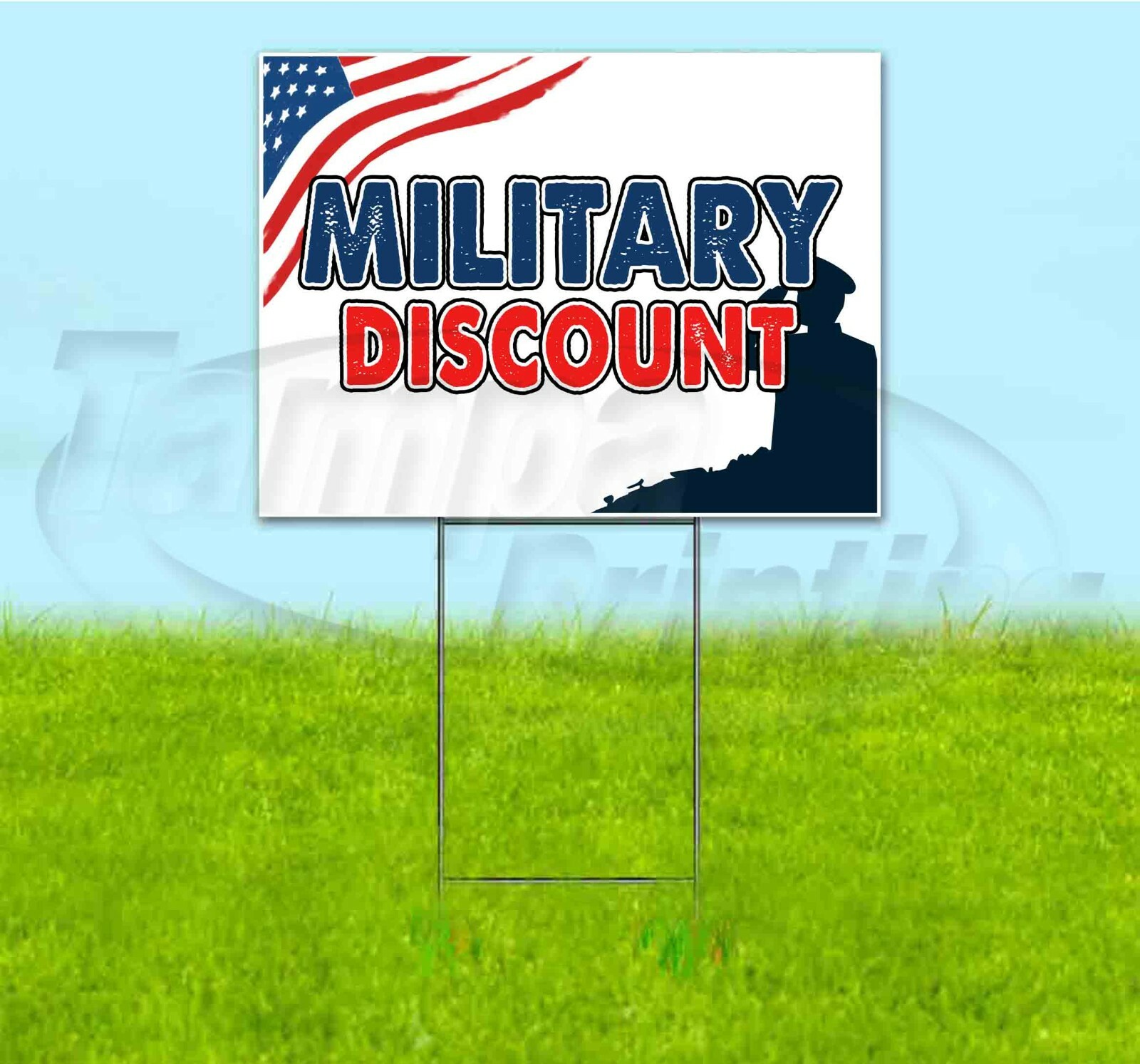 MILITARY DISCOUNT 18×24 Yard Sign WITH STAKE Corrugated Bandit USA BUSINESS ARMY