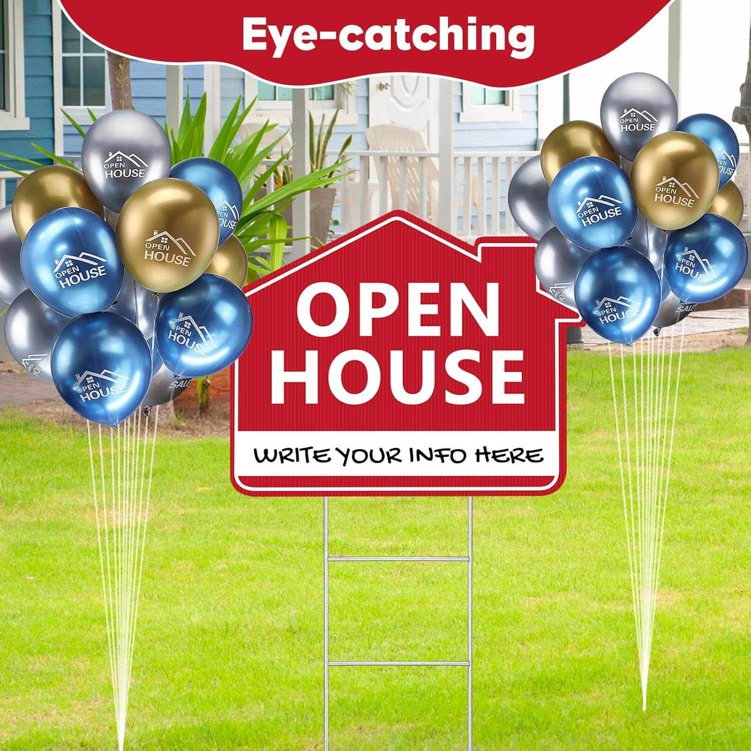 12 Pack Open House Signs with Stakes for Estate Large Double Sided Estate Sale Y