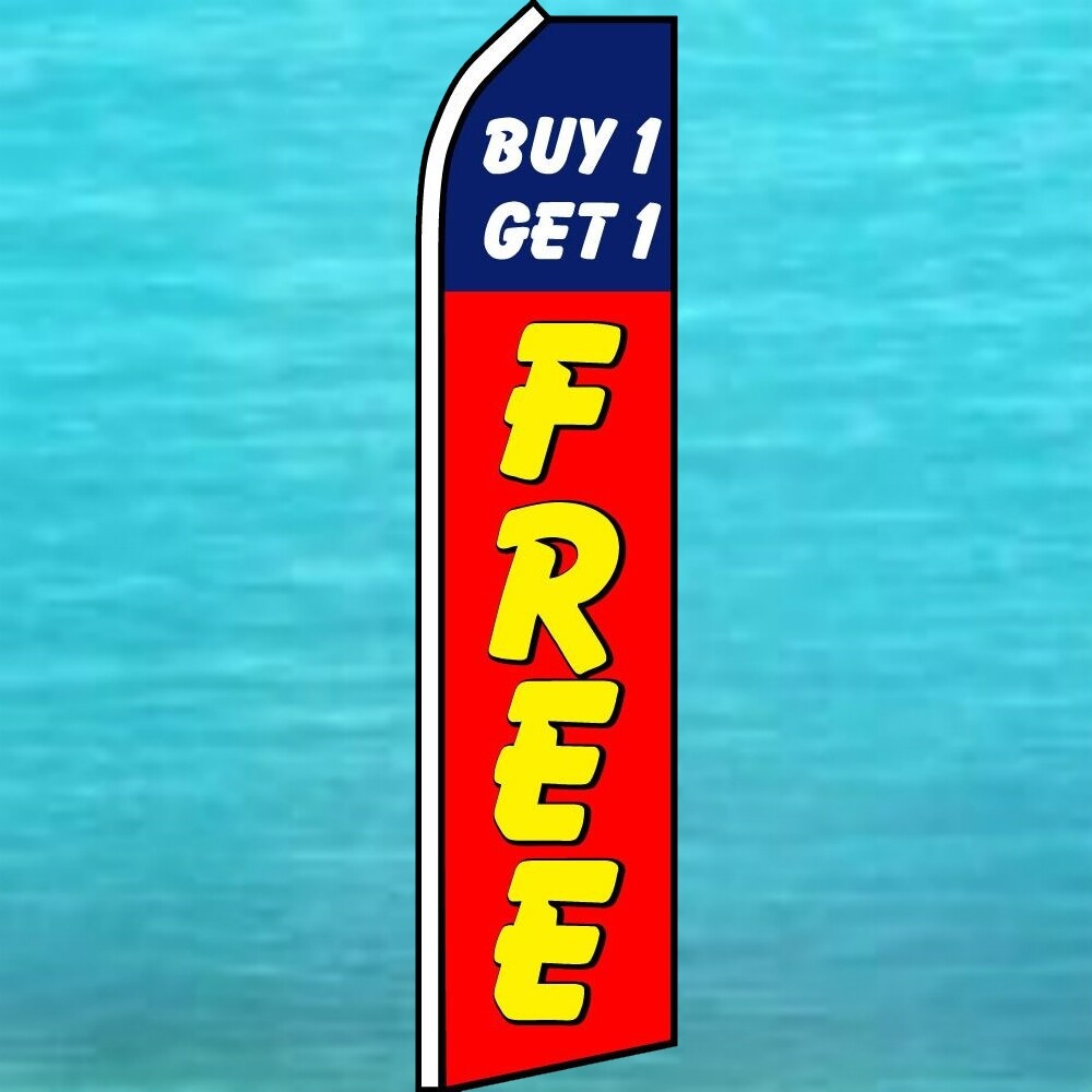 BUY 1 GET 1 FREE FLUTTER FLAG Tall Advertising Sign Feather Swooper Ad Banner
