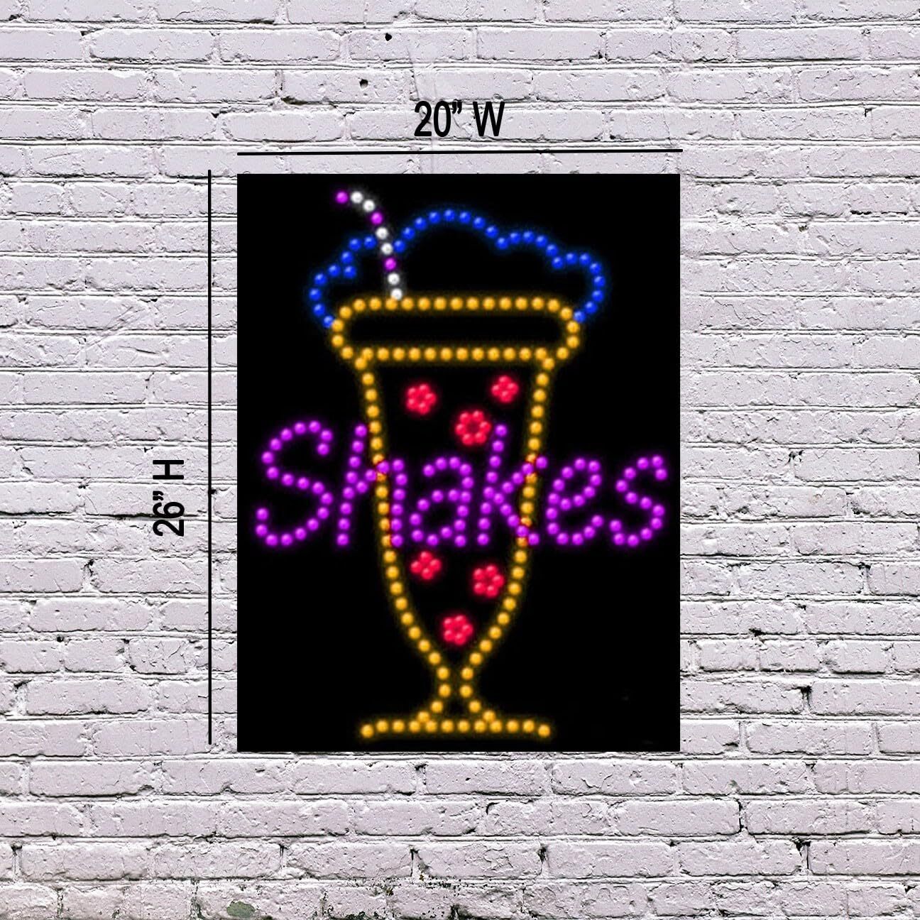 LED Shakes Sign | Light Up Sign | 26&Prime;H x 20&Prime;W x 2&Prime;D