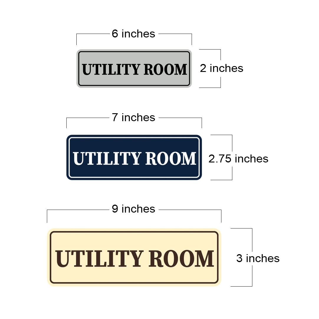 Medium Black « Standard Utility Room » Wall or Door Sign 1 Pack Business