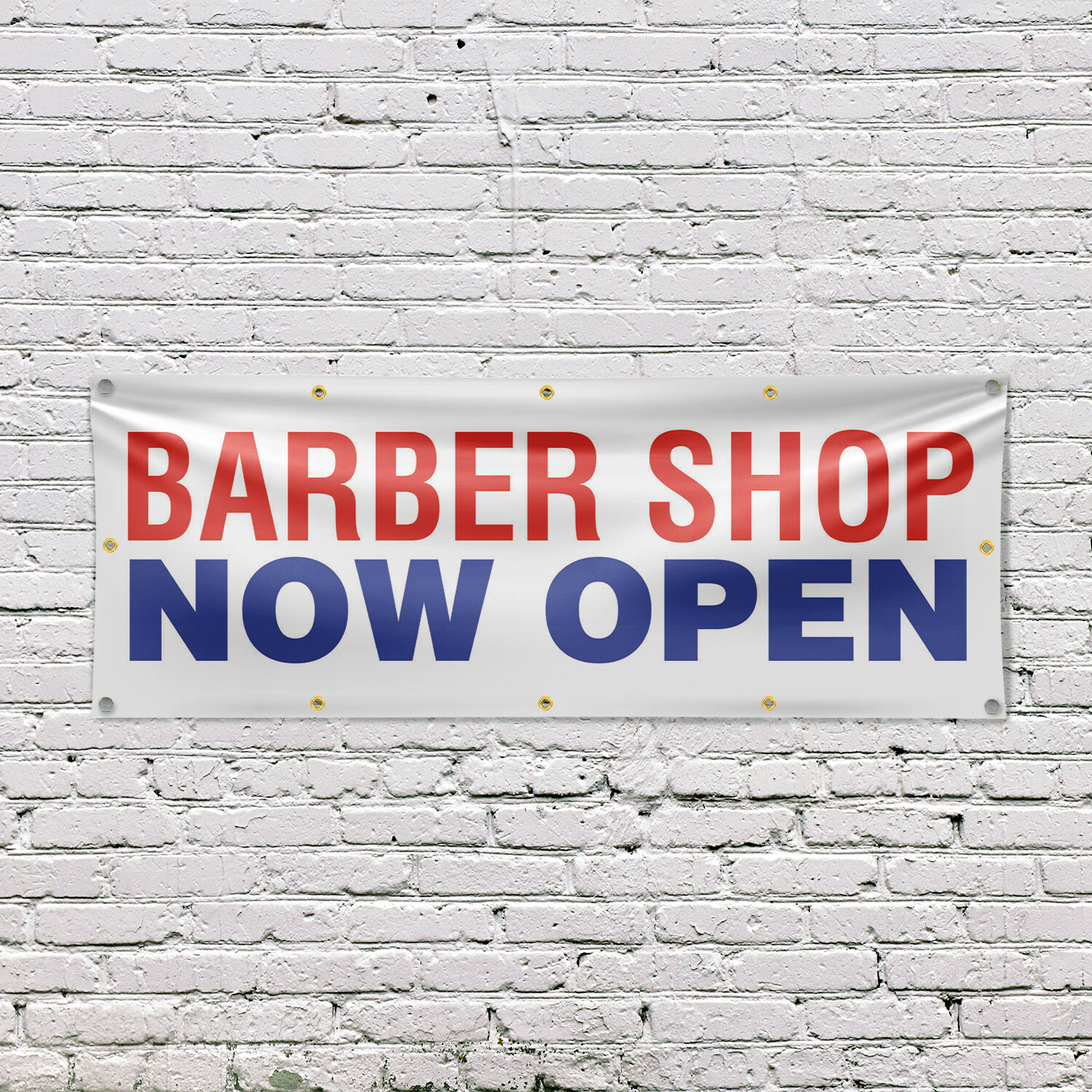 Barber Shop Now Open Vinyl Banner Sign with Metal Grommets Heavy-Duty