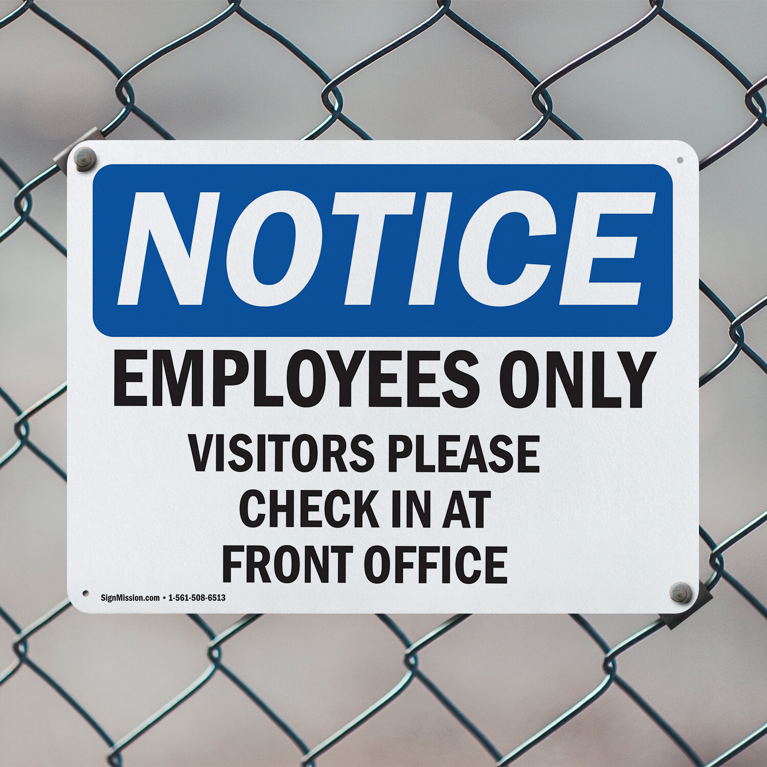 (2 Pack) Employees Only Visitors Please Check In OSHA Notice Sign Decal Metal