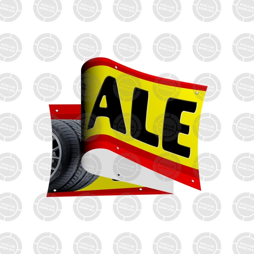 TIRE SALE Banner Service Sign Display Open Auto Mechanic Oil Brakes Wheels Rims