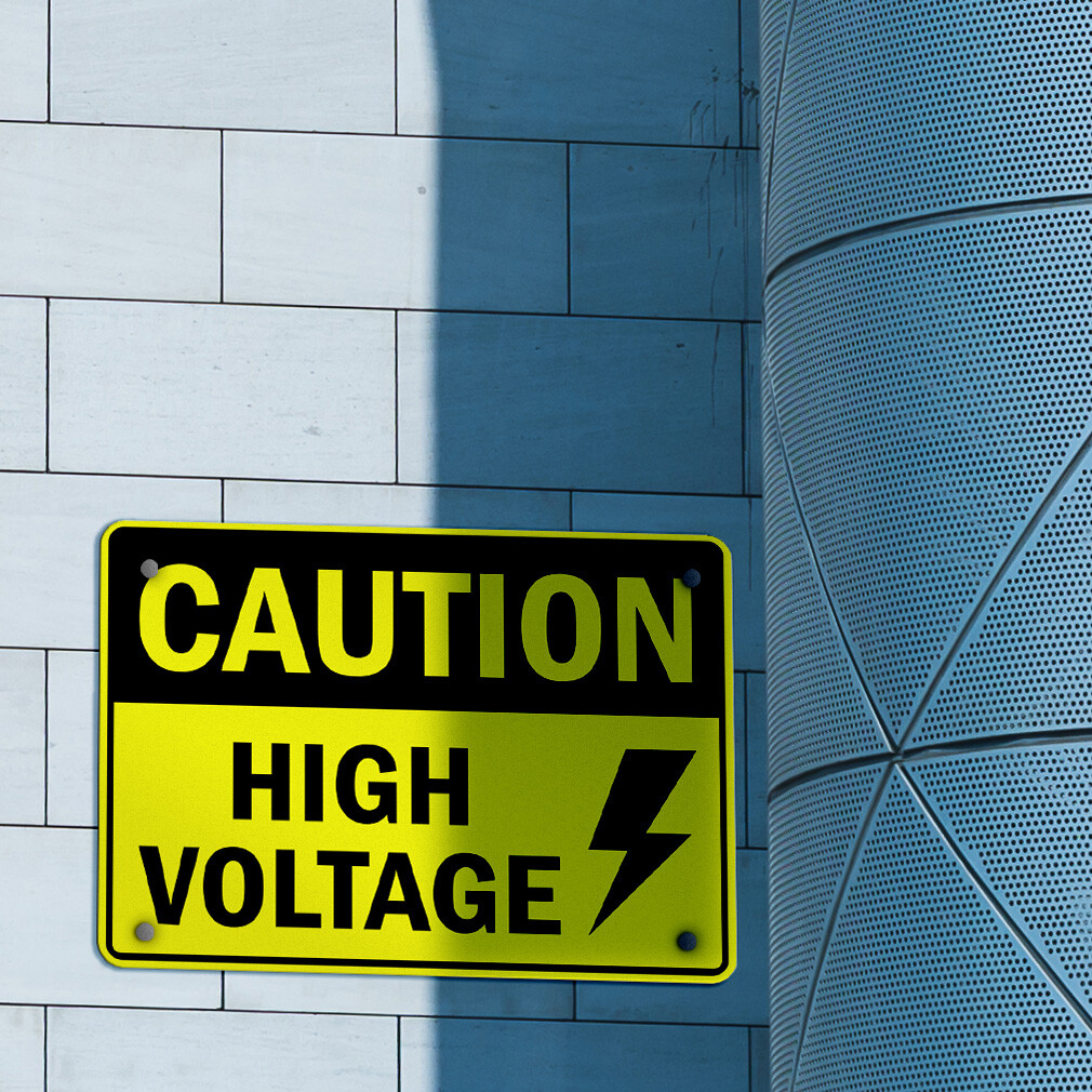 Horizontal Metal Sign Caution High Voltage Osha Weatherproof Street Signage