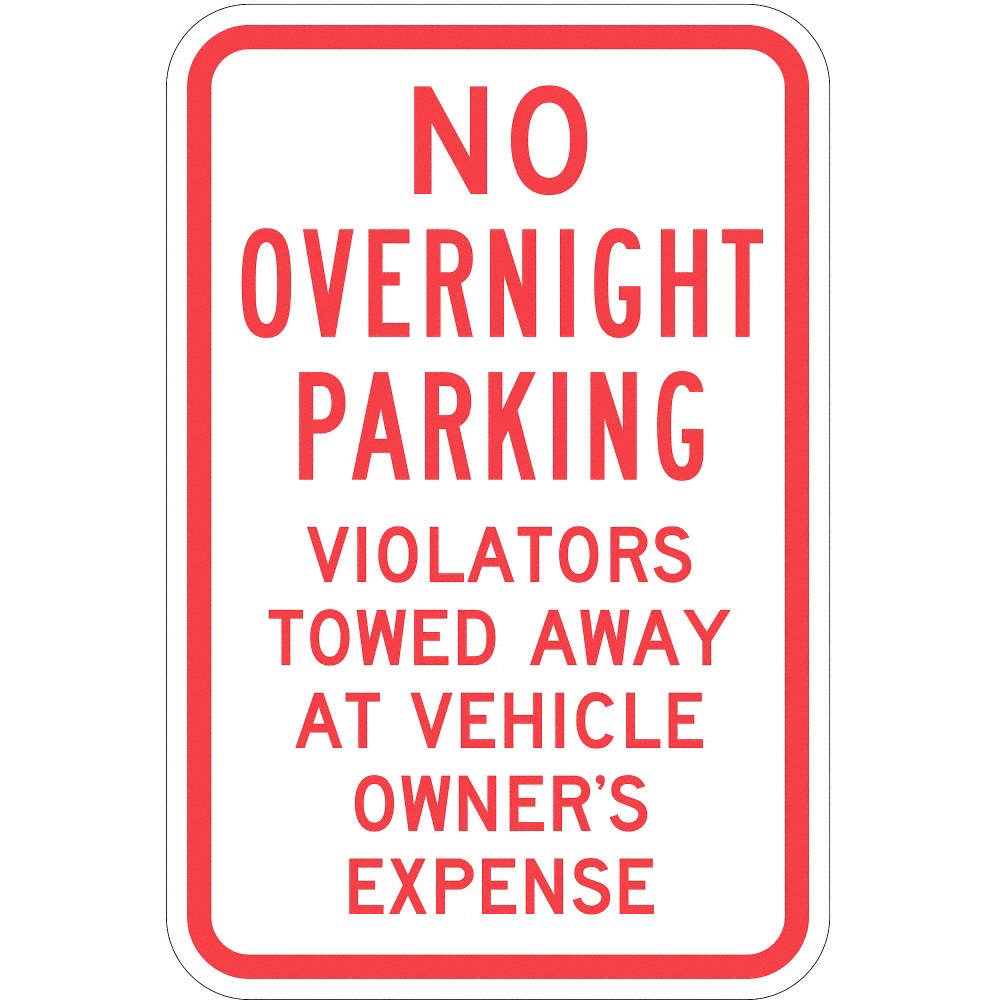 LYLE T1-1055-HI_12x18 No Overnight Parking Sign,18&Prime; x 12&Prime; 36A845