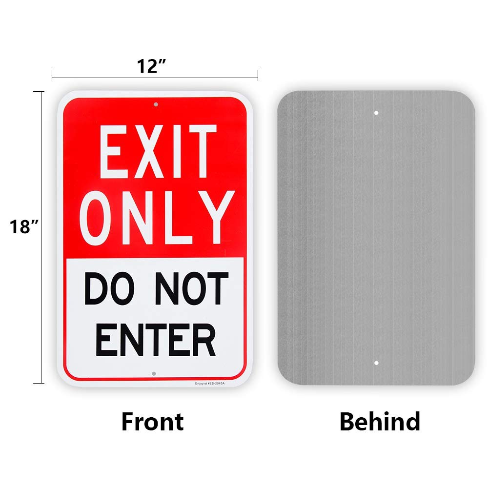 2-Pack 18×12 Exit Only Do Not Enter Sign, .04 Reflective Aluminum, Rust Free