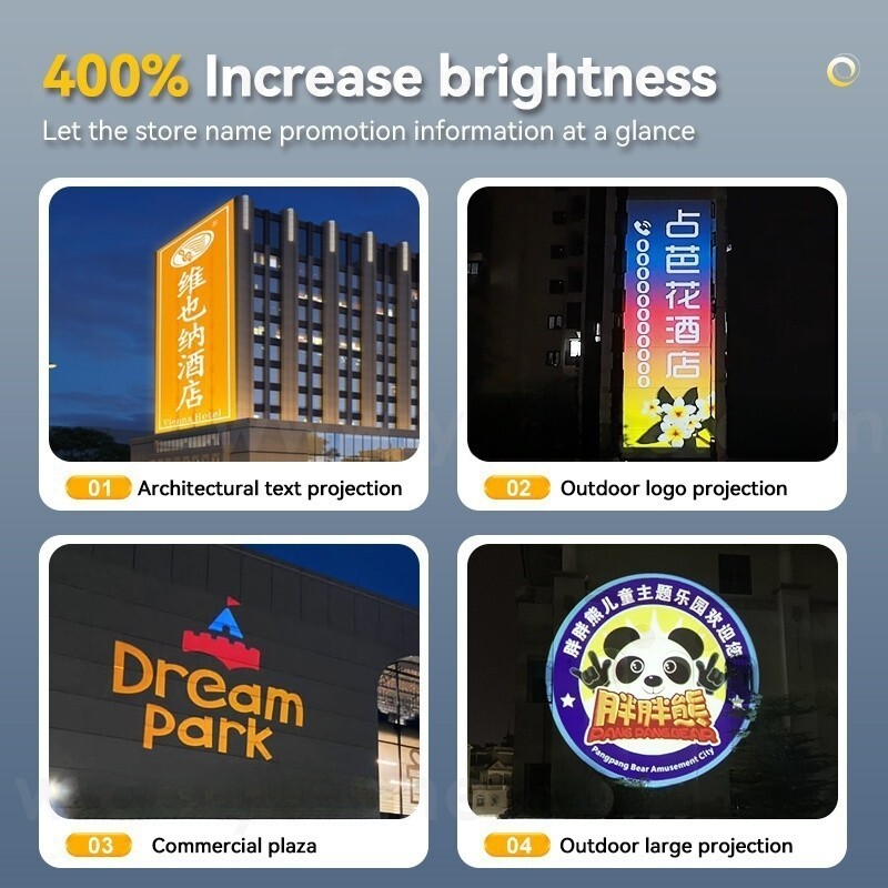 400W Gobo Projector Waterproof Super Bright logo Outdoor Building Image Display