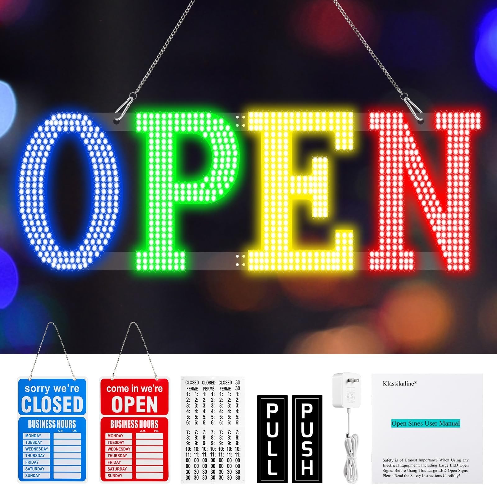 Ultra Bright LED Open Sign 40&Prime;x14&Prime; for Business, Store, Restaurant, Bar, Salon