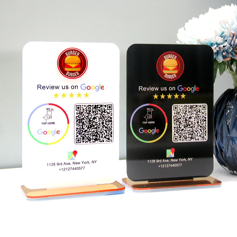 Google Review Sign Custom QR Code Scanning NFC Plate Stand Business LOGO Signs