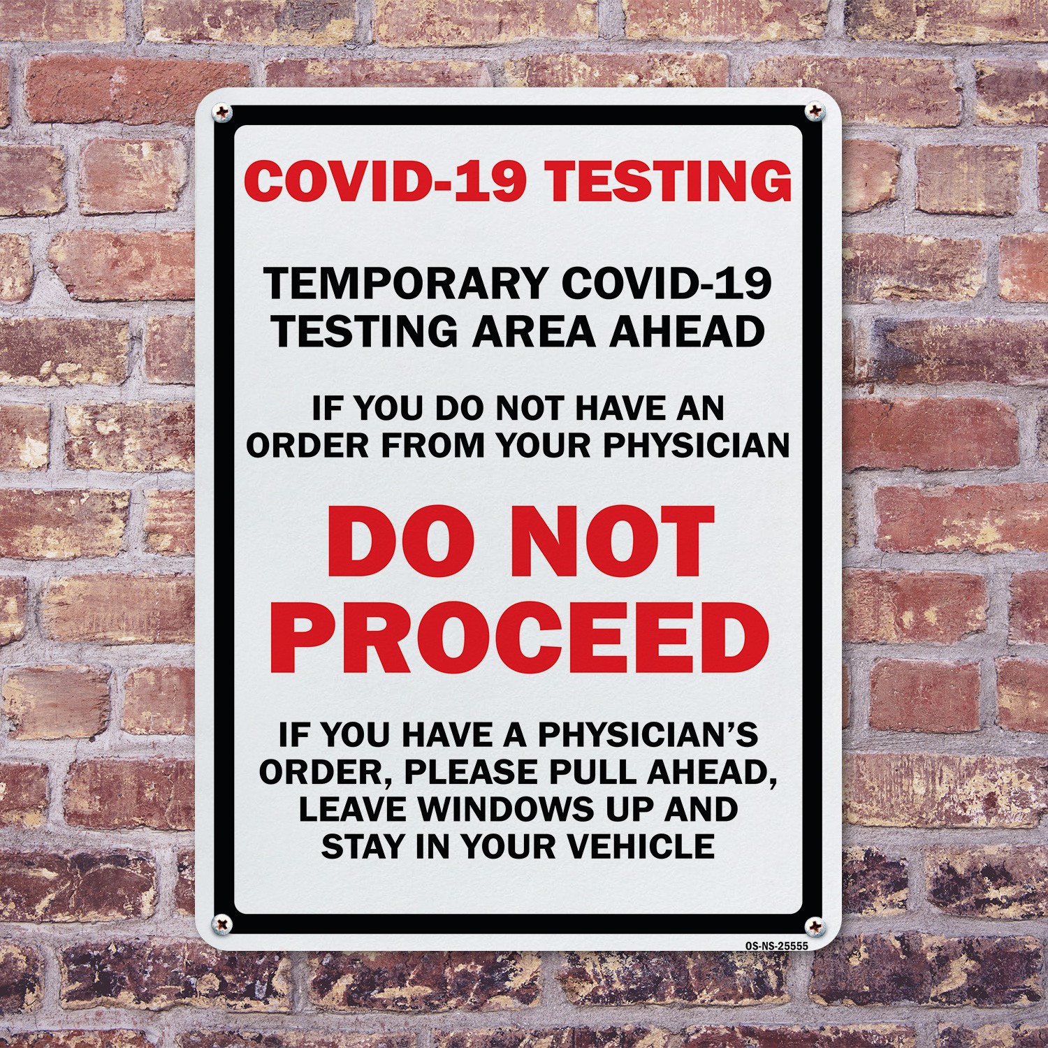 COVID-19 Testing Area Ahead Do Not Proceed Public Safety Sign, Decal 5/10 Pack