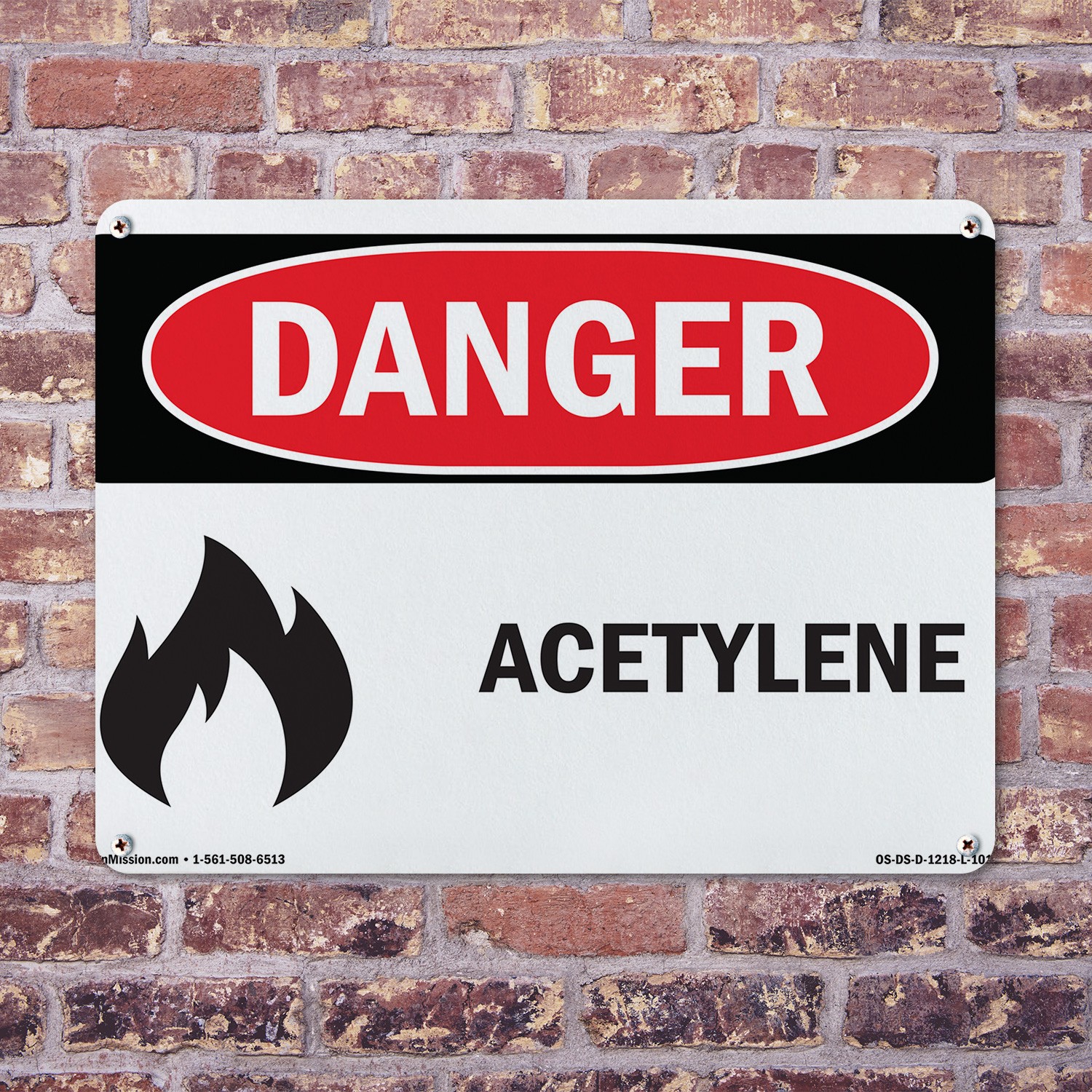 Acetylene OSHA Danger Sign Metal, Plastic, Or Decal – 5 or 10 Pack