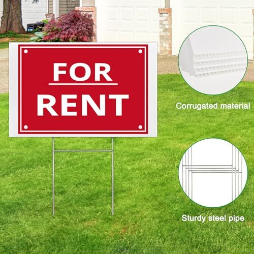 20 Pack Blank Yard Signs with Stakes 16 x 12 Inches White Plastic Yard Lawn S…