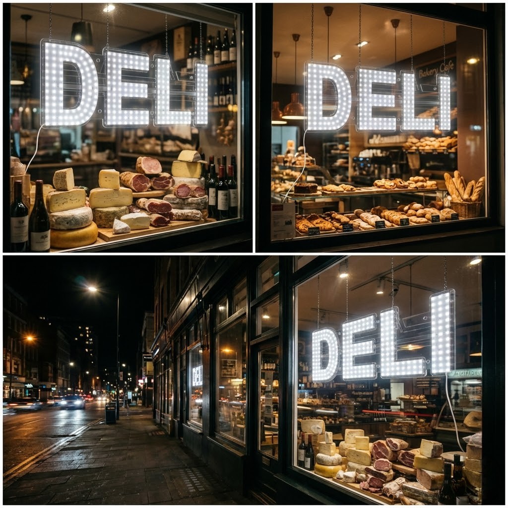 EPL Signs DELI White LED Sign Business 10&Prime;x28&Prime; Remote 2G Blinking Mode