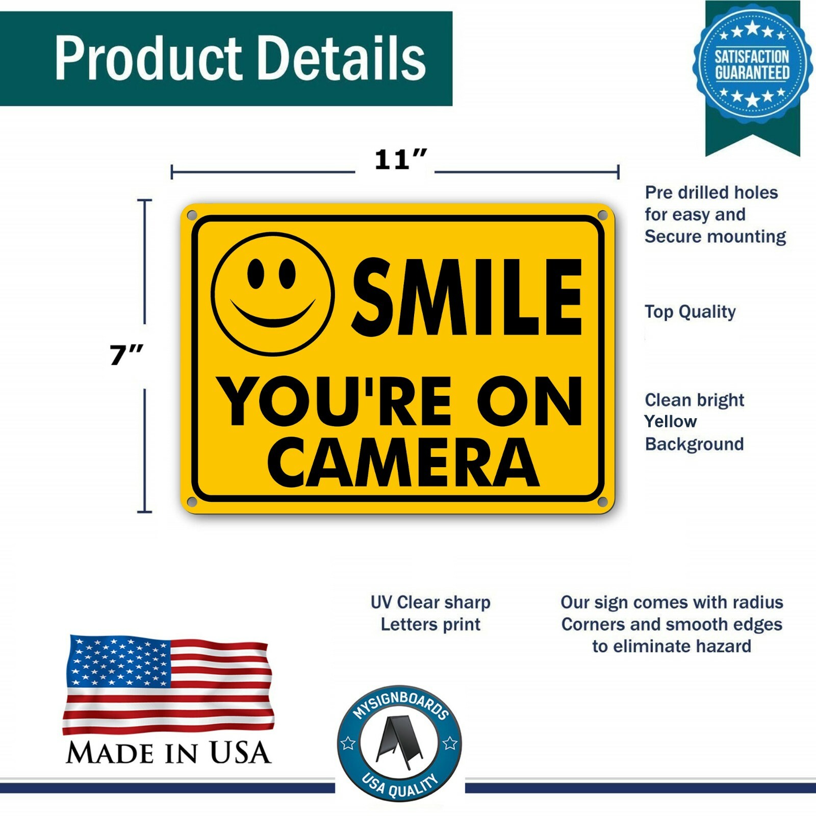 2 SMILE YOU&rsquo;RE ON CAMERA Yellow Business Security Sign CCTV Video Surveillance