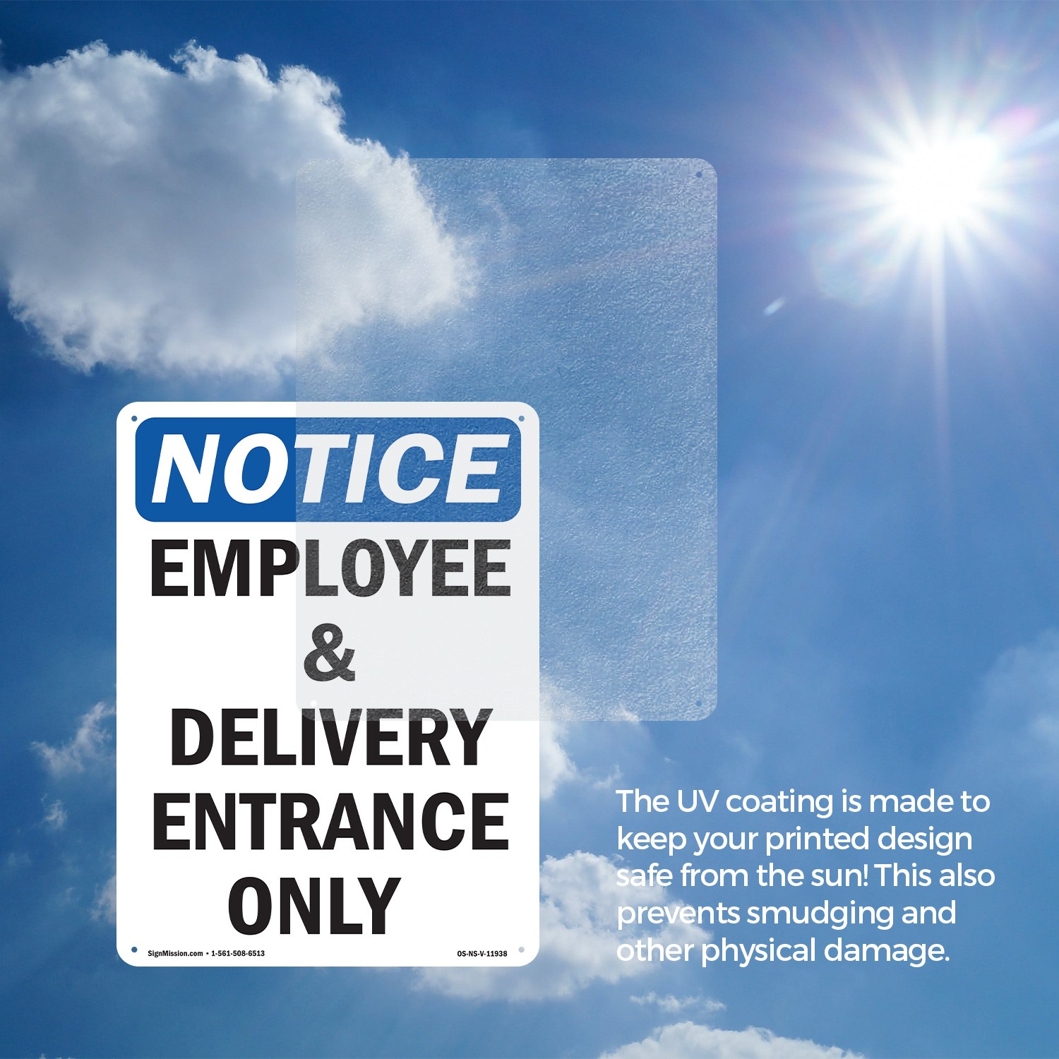 Employee And Delivery Entrance Only OSHA Notice Sign Or Decal – 5 or 10 Pack