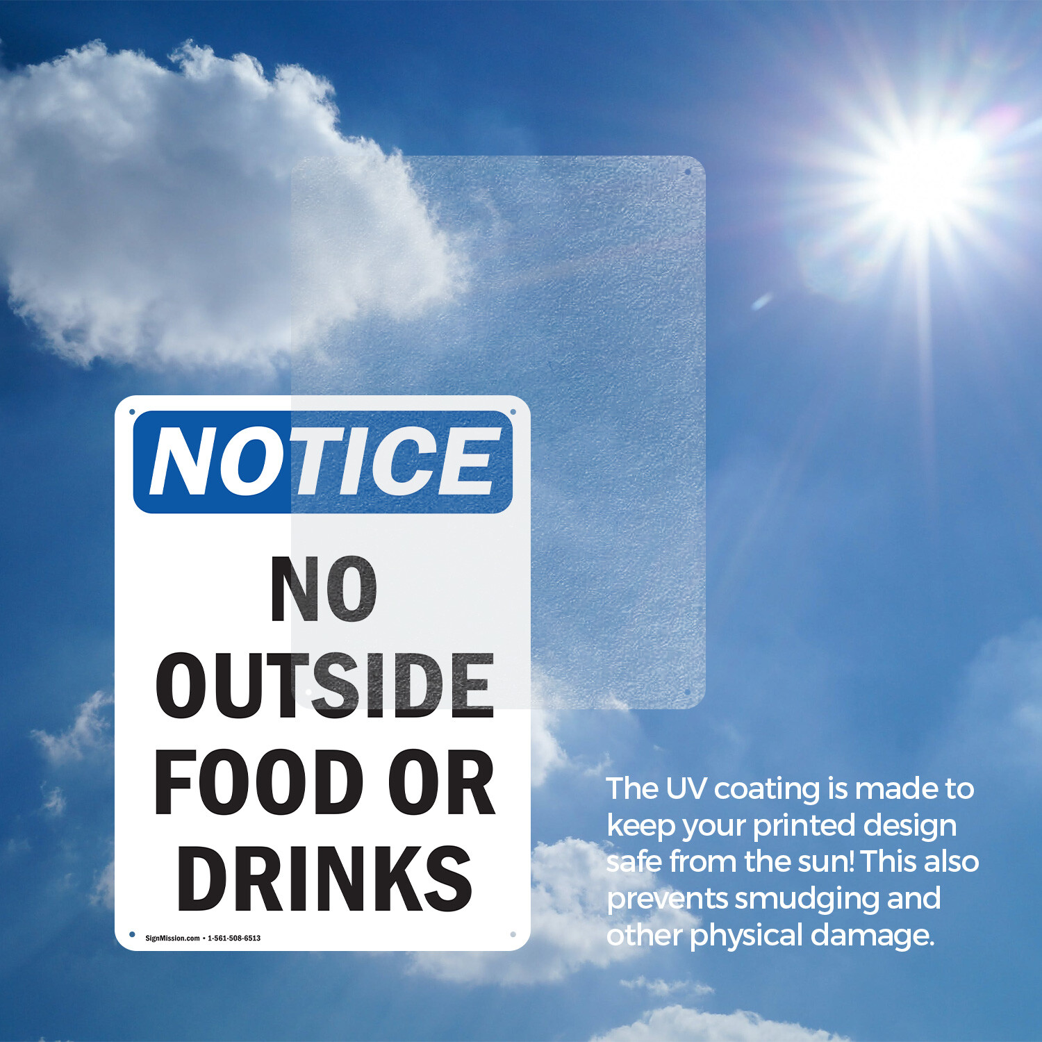 (2 Pack) No Outside Food Or Drinks OSHA Notice Sign Decal Metal Plastic