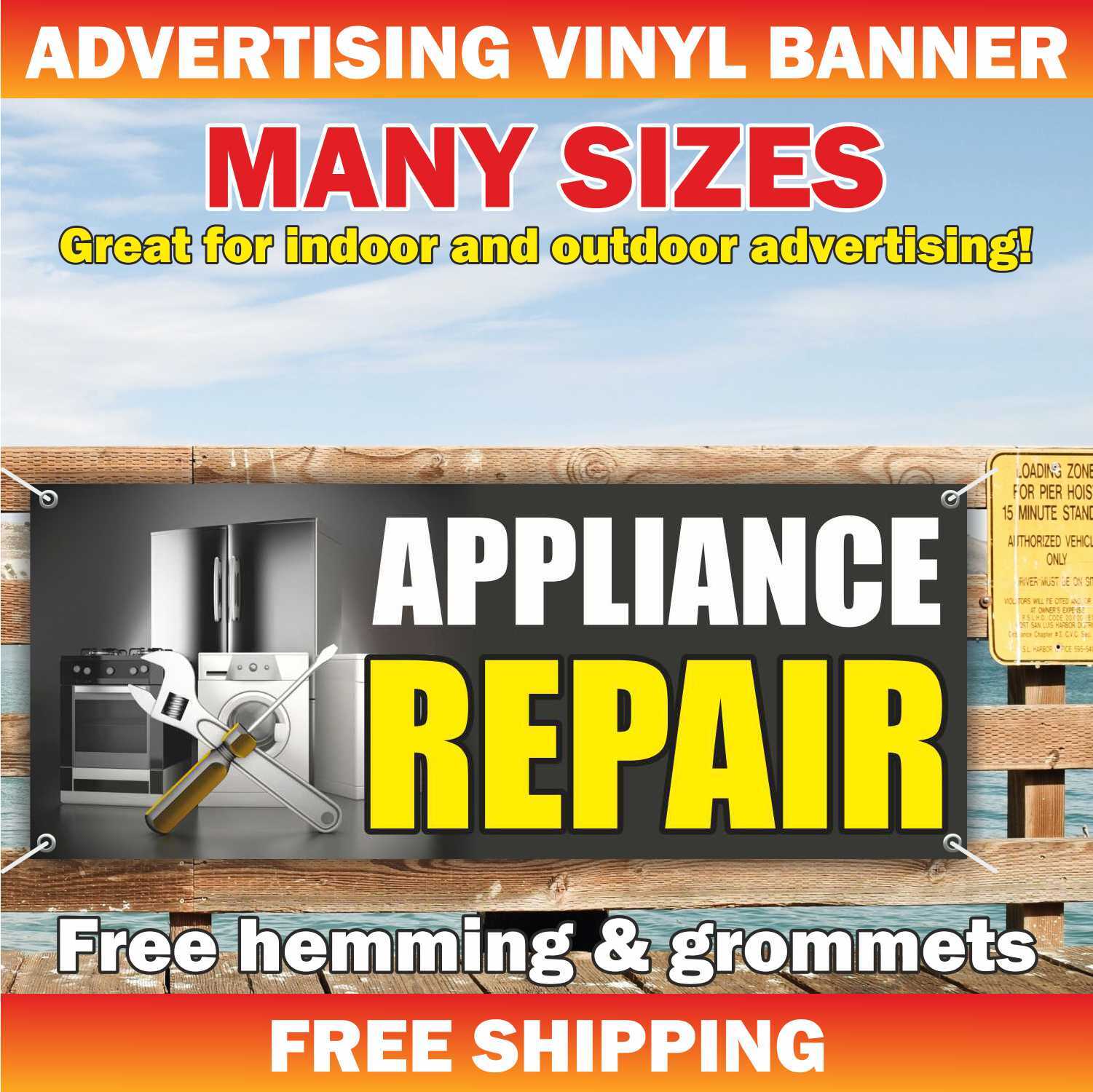 APPLIANCE REPAIR Advertising Banner Vinyl Mesh Sign fix service mechanic shop