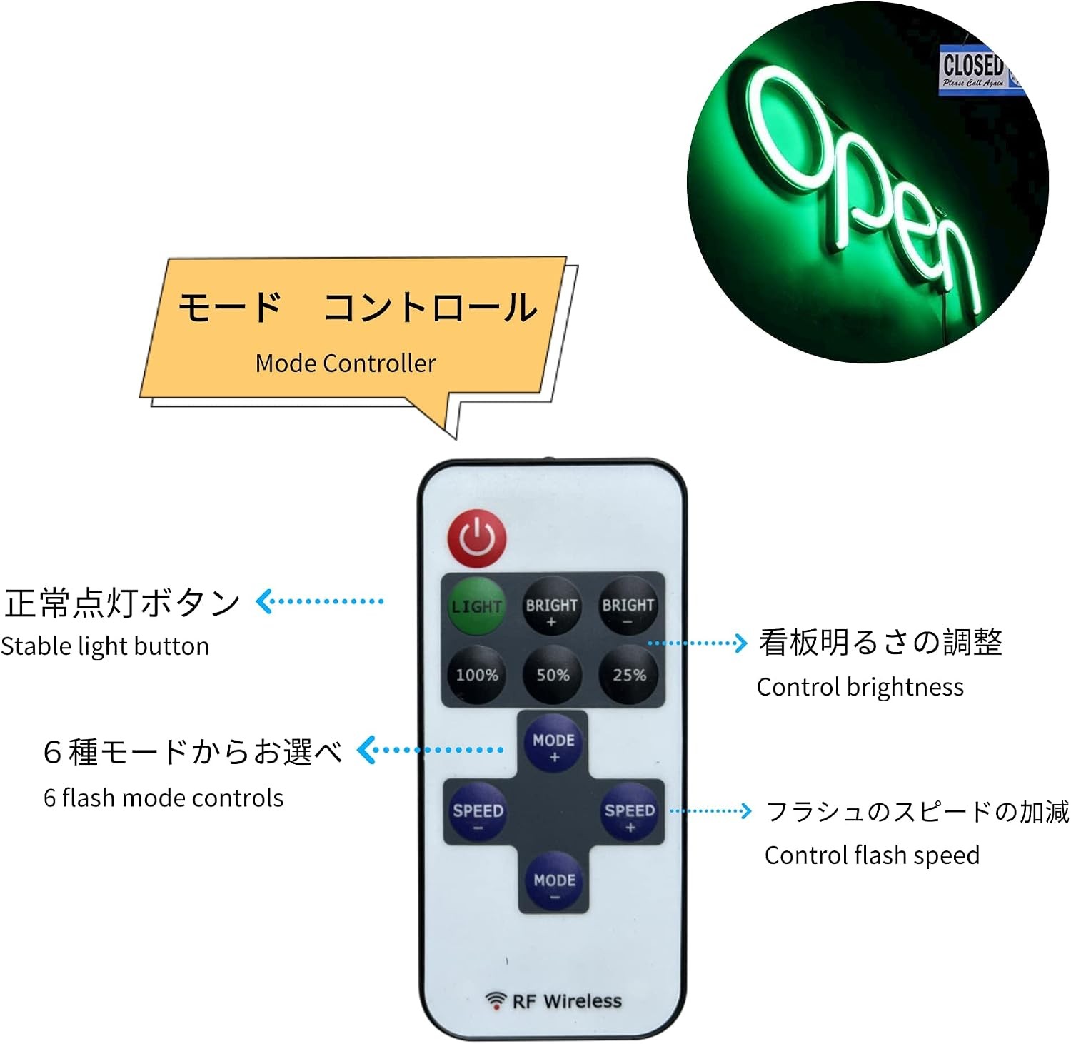 LED Open Sign,16×6 inch Open Sign for Business,With multiple flashing modes, Ide