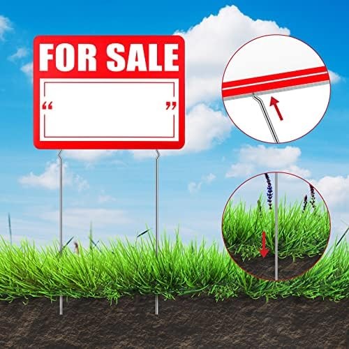 3 Pcs for Sale Yard Sign with Stake 12 x 16 Inch Double Sided Large Yard Red for