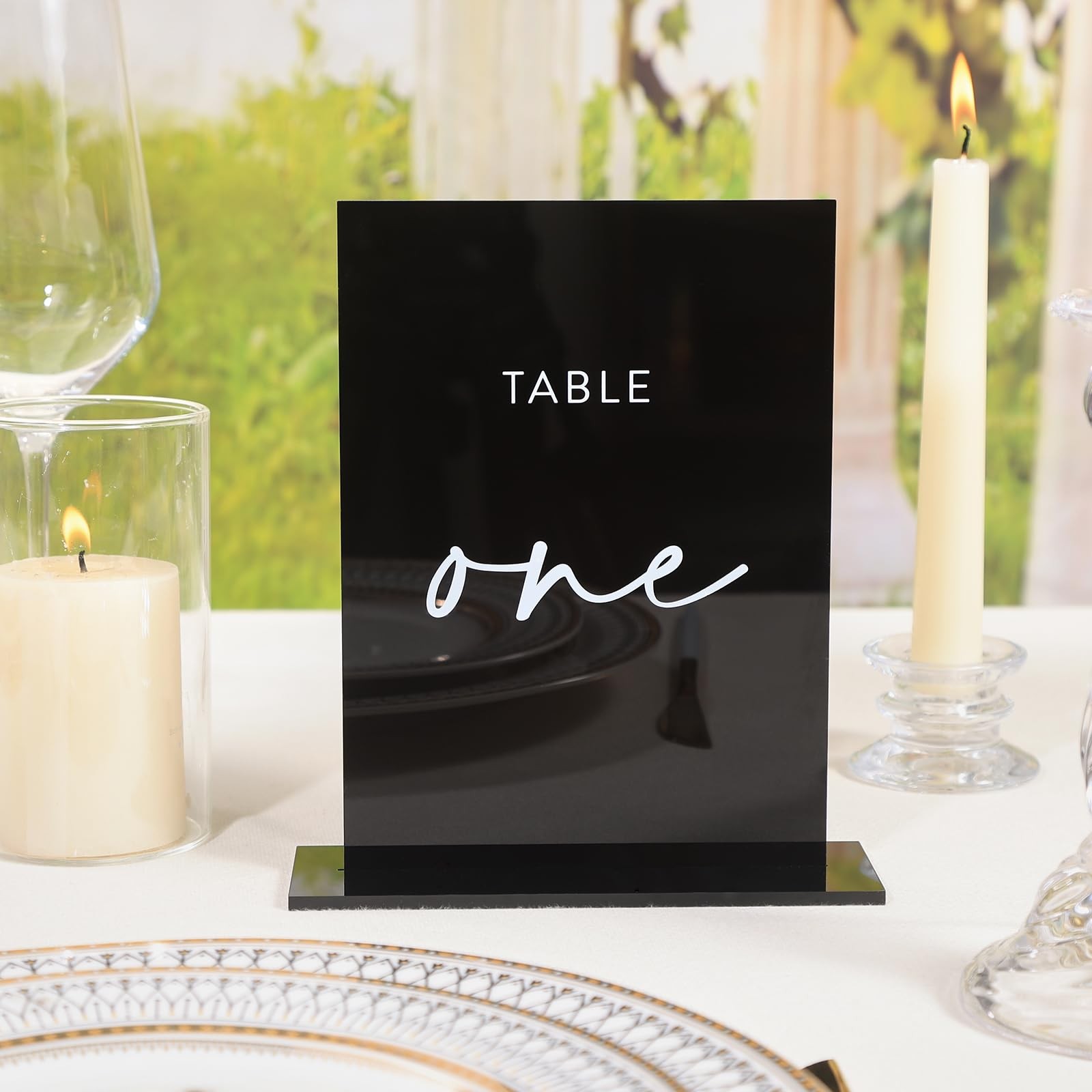 5×7 Inch Black Double Sided Acrylic Wedding Table Numbers 120 Stands