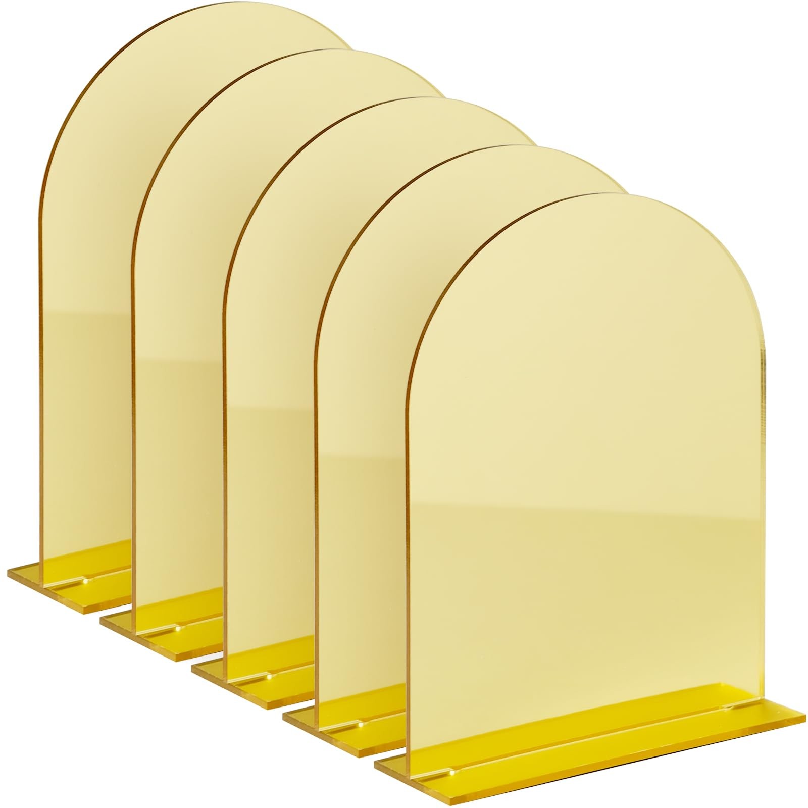 Blank Arch Acrylic Signs 5-Pack, 8×10 Inch, Gold Mirror, Stands, DIY, Wedding