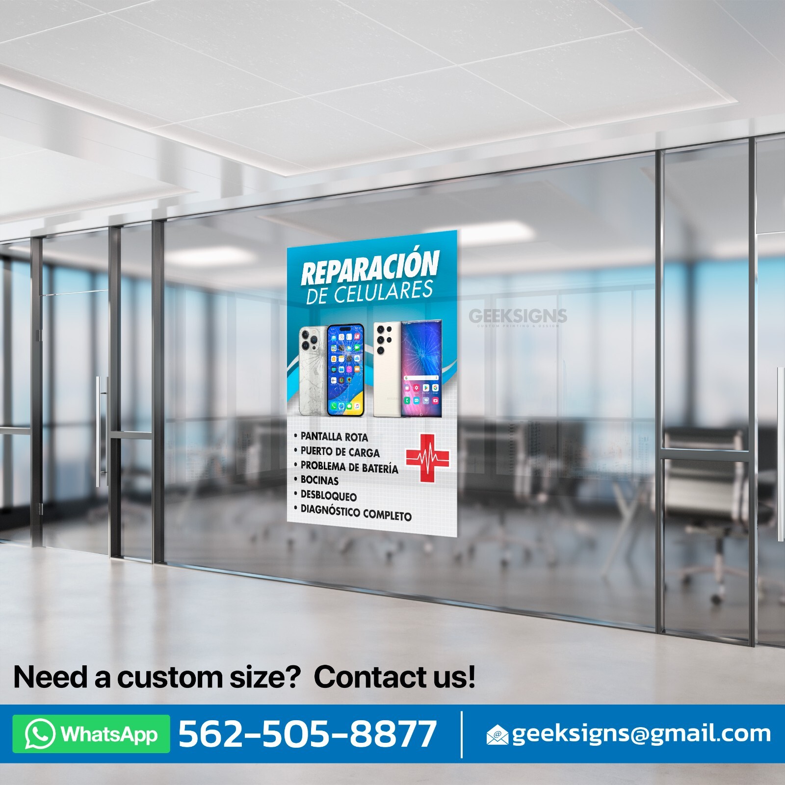 Cell Phone PC Repair Spanish Single Poster Sign Banner – Reparación de Celulares