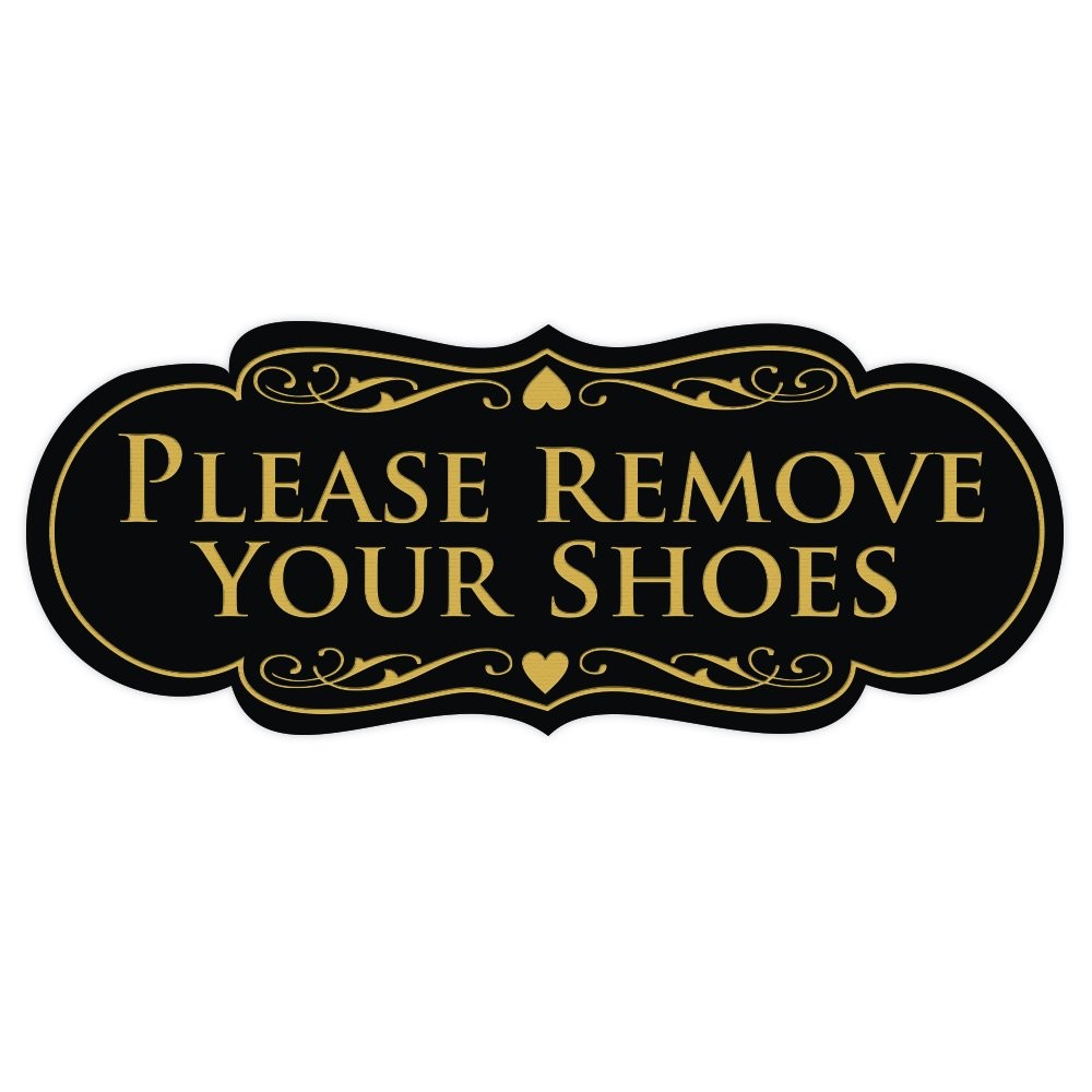 Please Remove Your Shoes Sign Home Entryway Wall Door Decor Black Gold