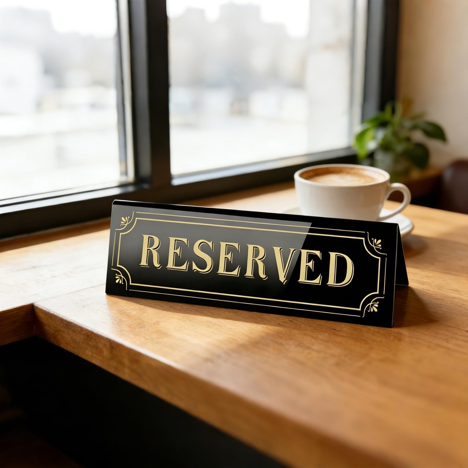 20 PCS 6×1.8 Inch Acrylic Reserved Table Tent Signs Black Double Sided Seat