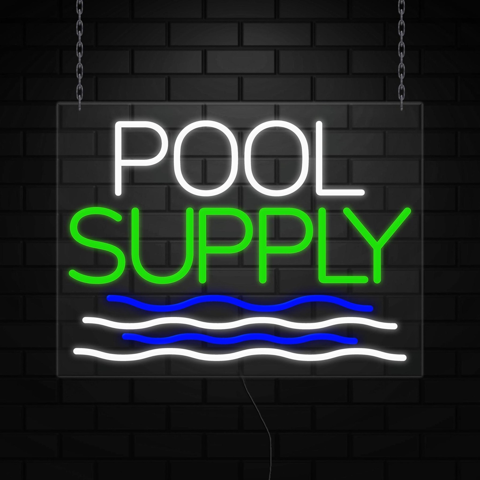 Pool Supply Neon Sign for Retail Displays | LED Flex Neon | 24&Prime;W x 18&Prime;H x 1&Prime;D