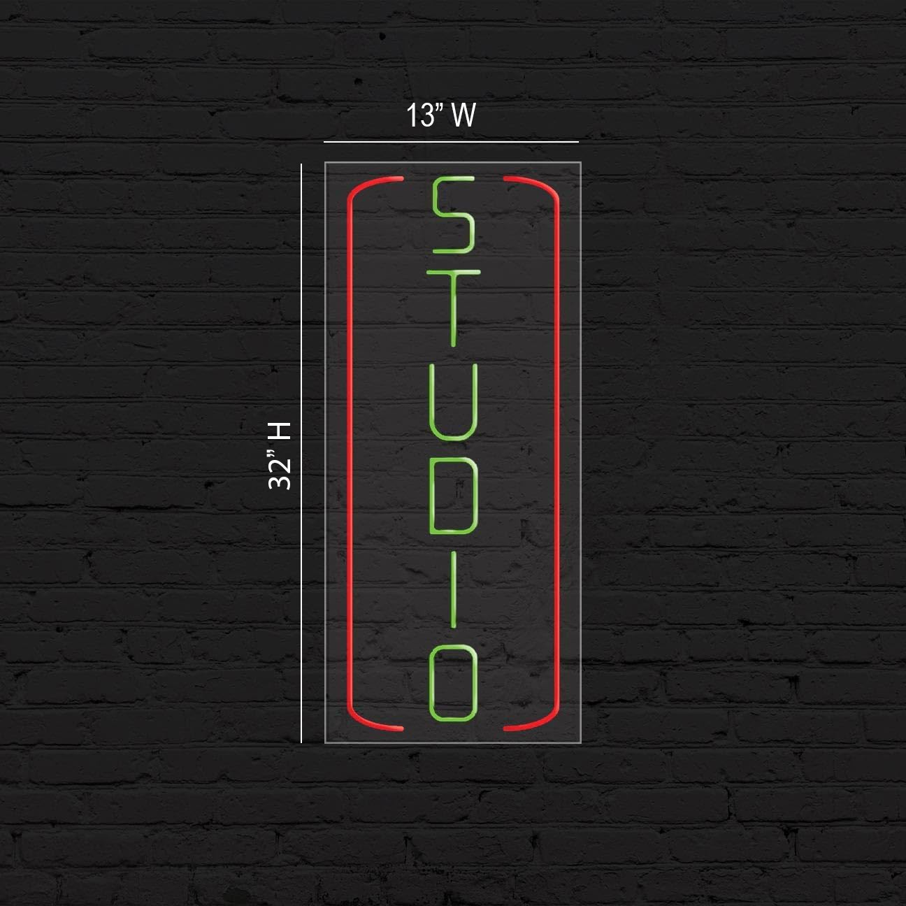 Studio Sign for Business Displays | LED Flex Neon | 13&Prime;W x 32&Prime;H x 1&Prime;D