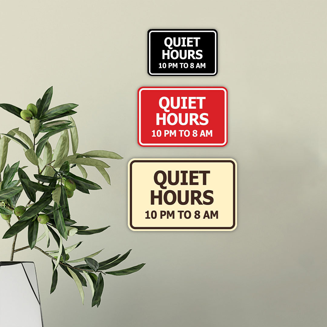 Signs ByLITA Classic Framed, Quiet Hours 10 pm to 8 am Wall or Door Sign