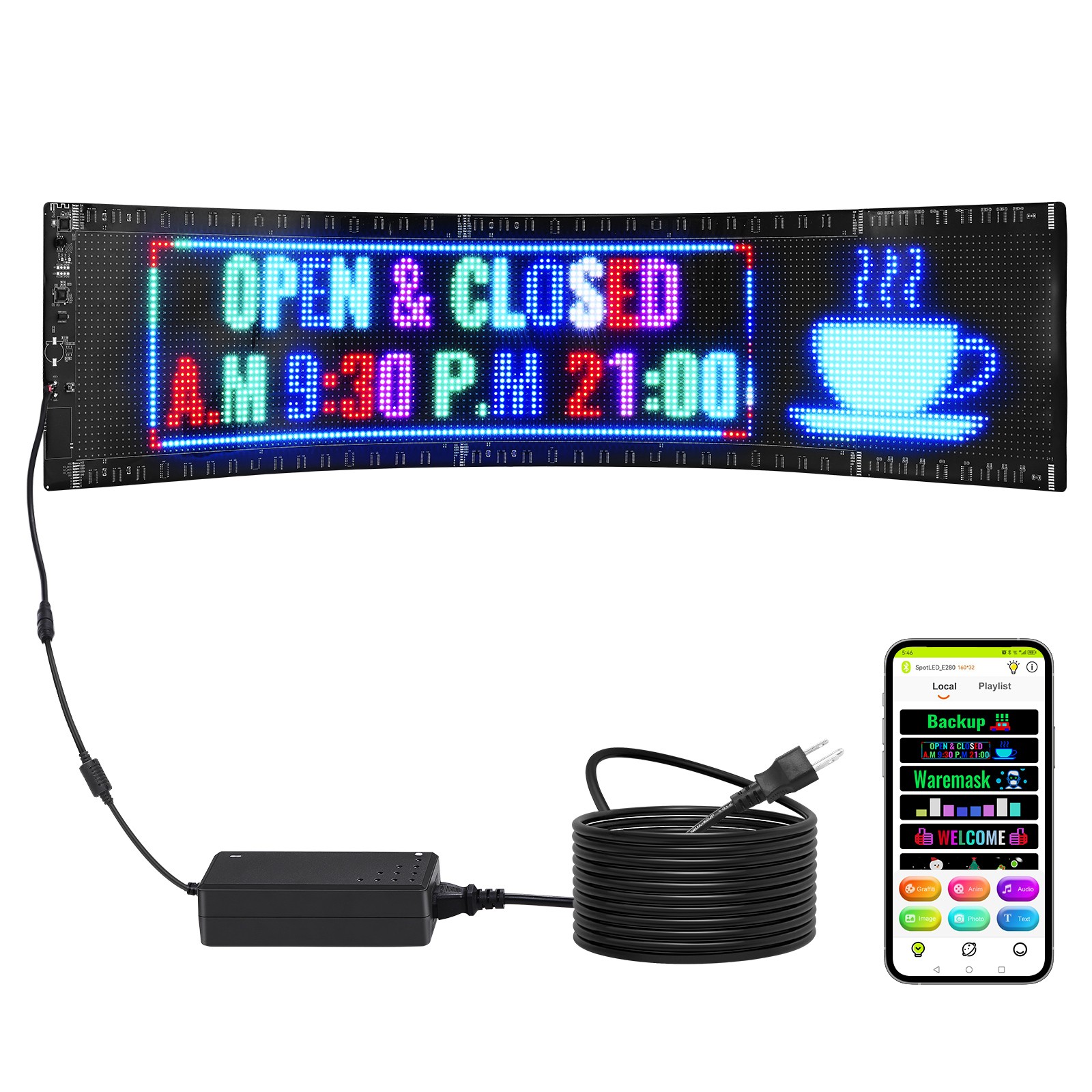 VEVOR 32.9&Prime;x8&Prime; Programmable LED Sign Scrolling Display Board P5 Full Color