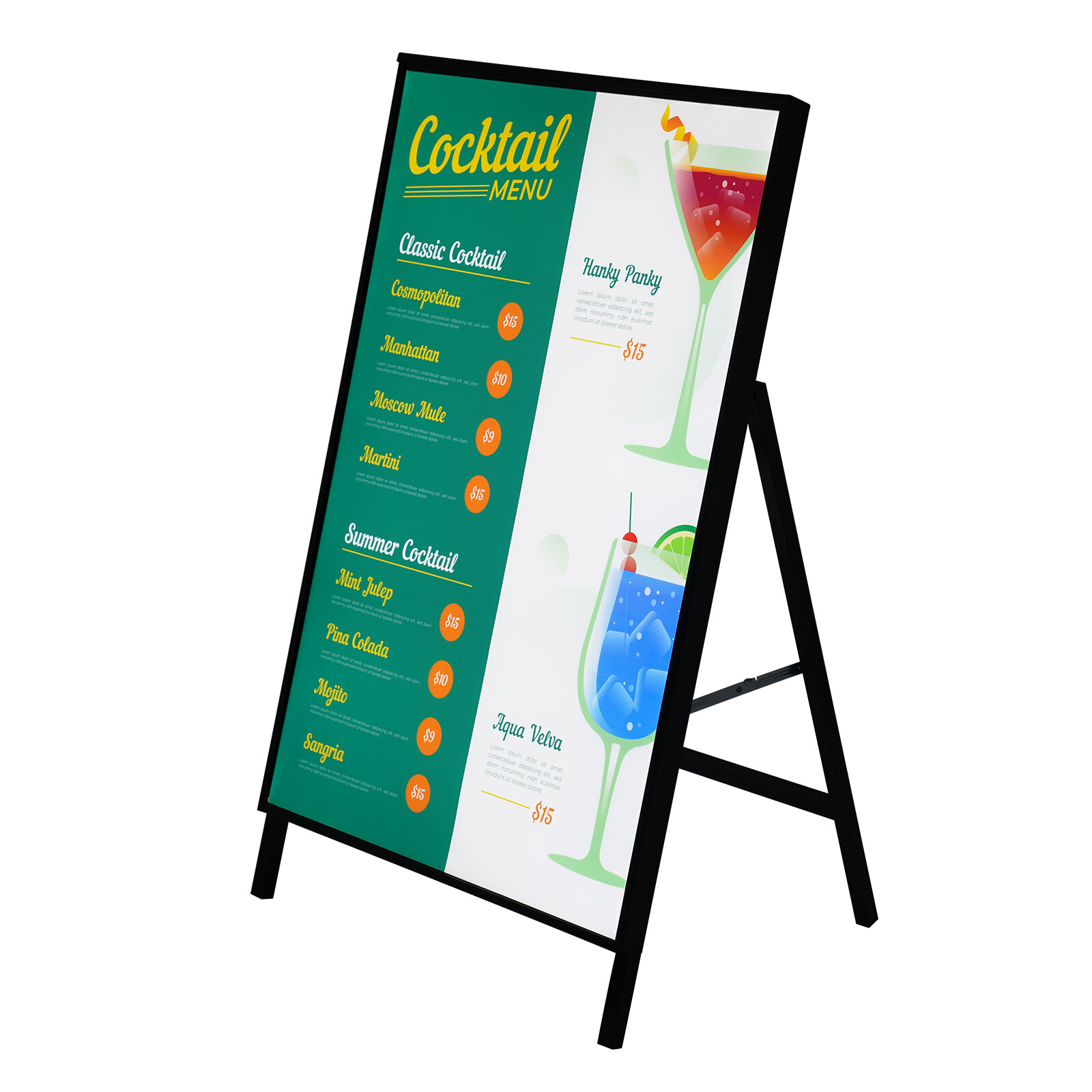 Floor Standing LED Movie Poster Frame Lightbox 24V 36W 23.6 × 35.4 In Black