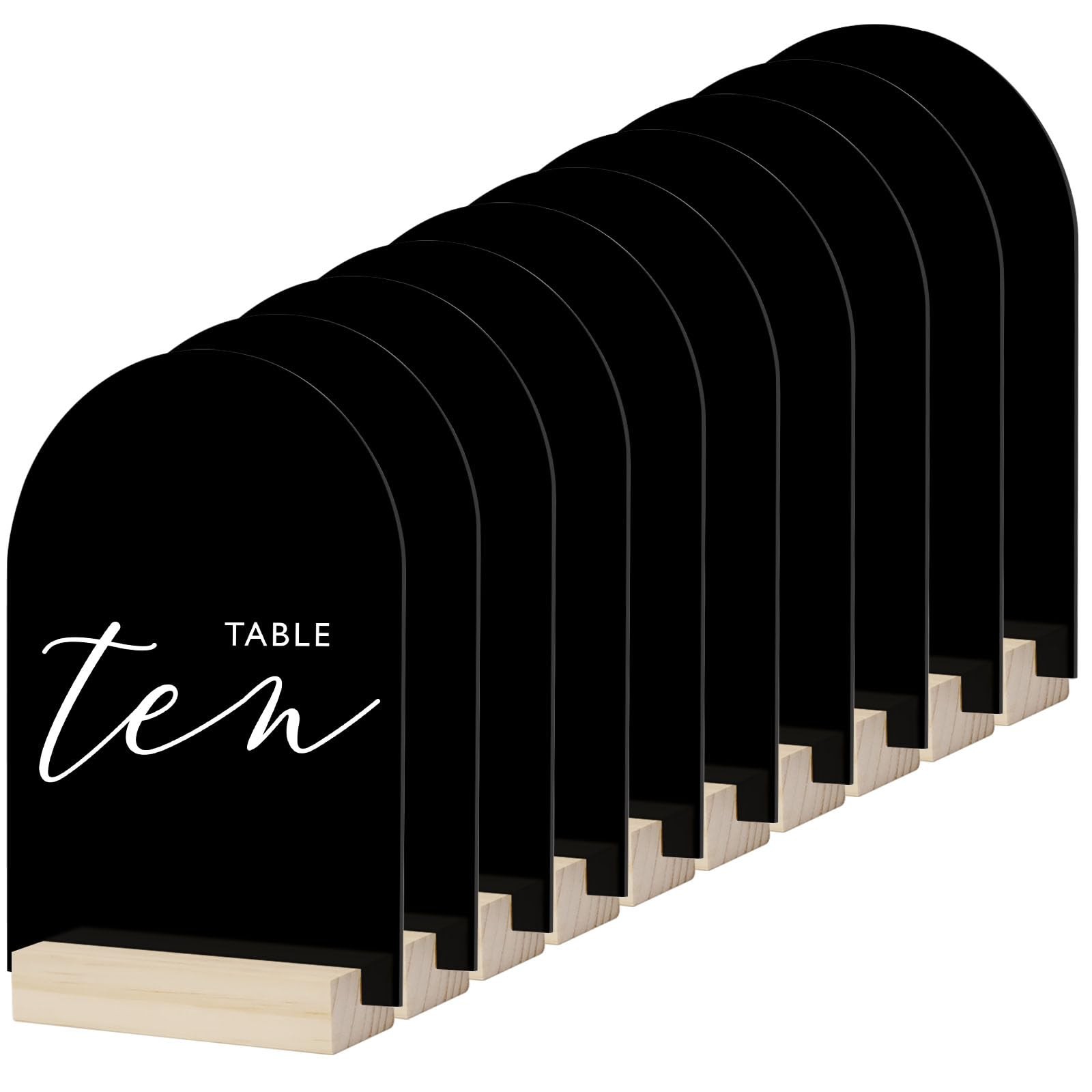 10 PCS Black Arch Acrylic Table Sign Blank Sheets Wood Stand Base 5×7 Inch