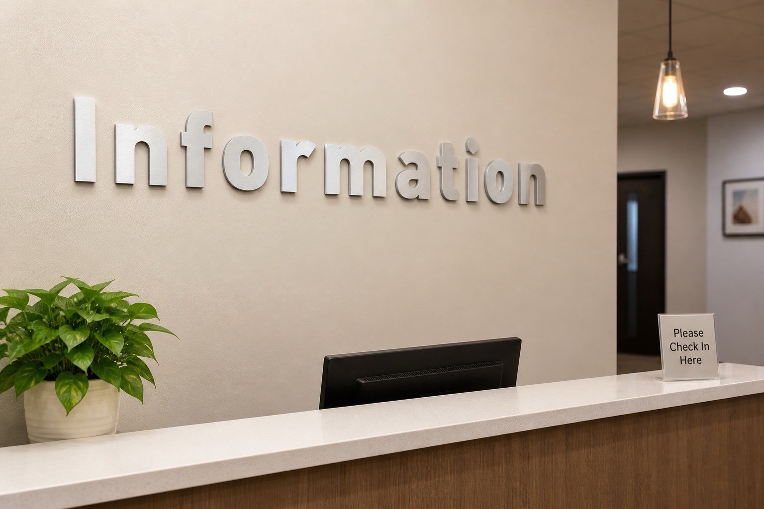 Tactile Letter Sign “Information” 3” Brushed Aluminum Wall Office Lobby