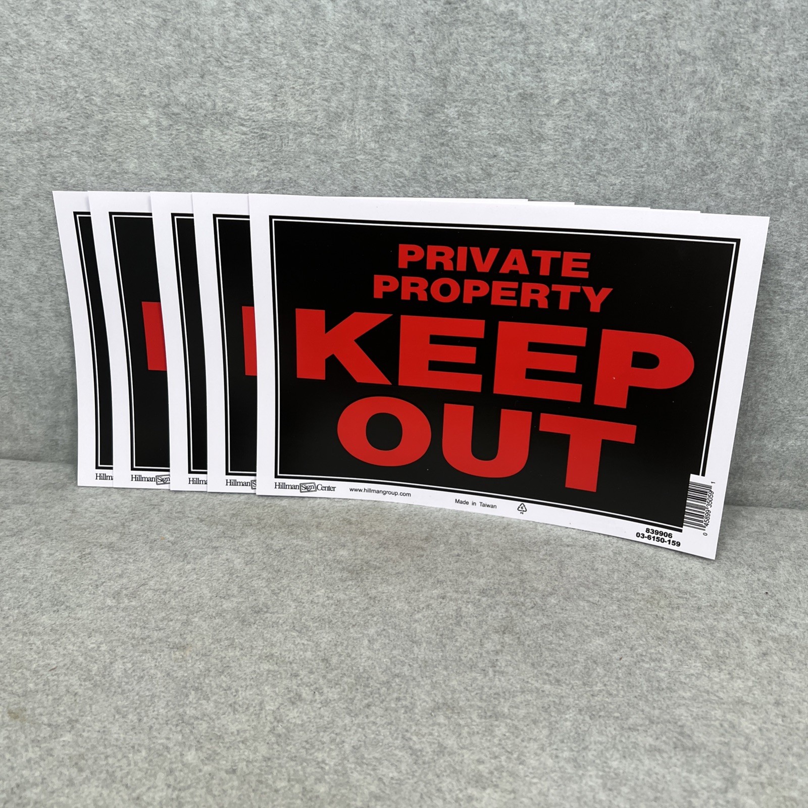 Lot of 5 PRIVATE PROPERTY KEEP OUT Signs Hillman 839906 8&Prime;x12&Prime; Red Plastic