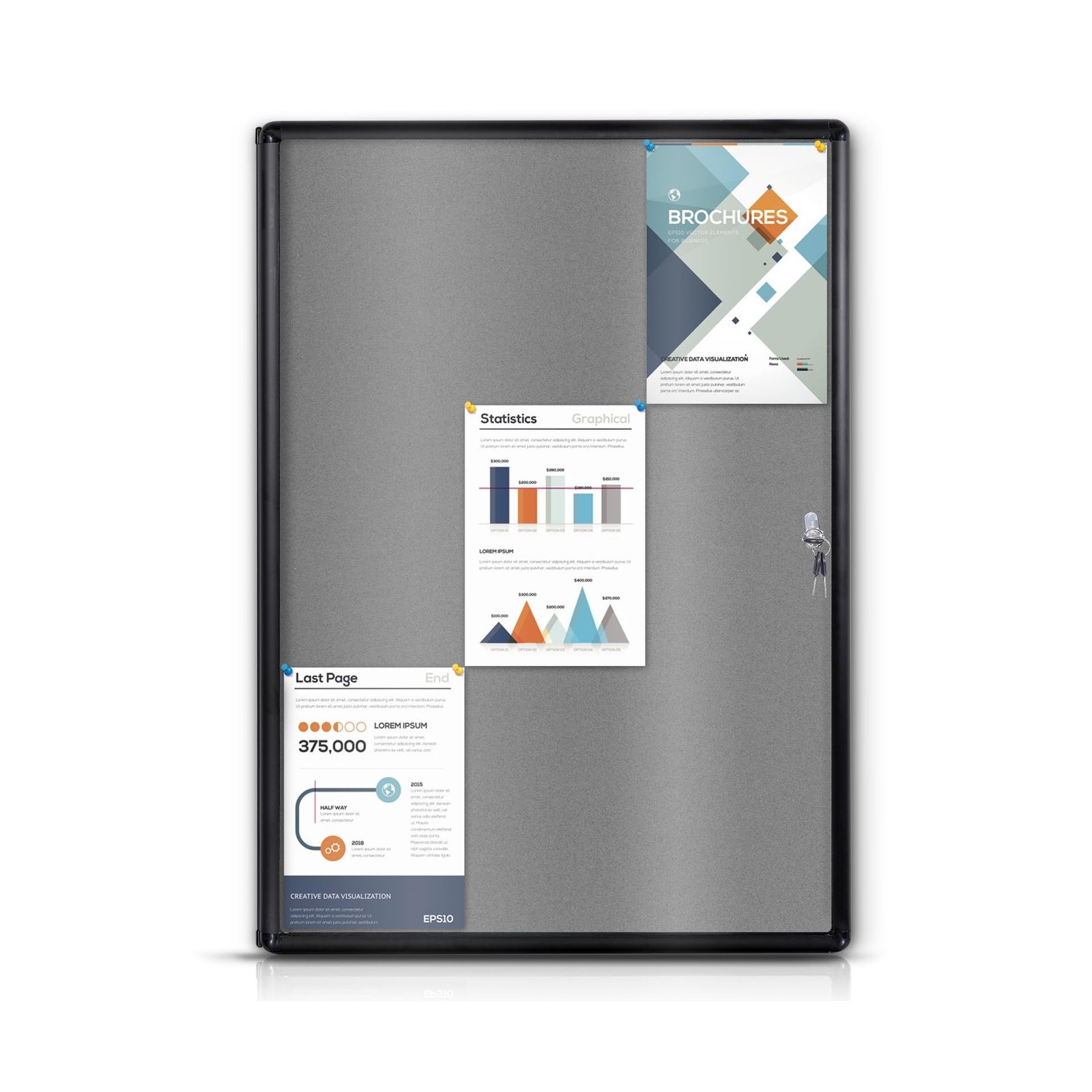 Enclosed Bulletin Board Lockable Display Case Message Board with Locking Door…